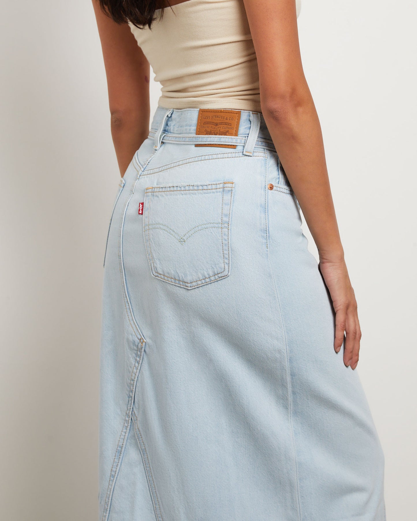 Iconic Long Denim Belt Skirt in So Called Pants