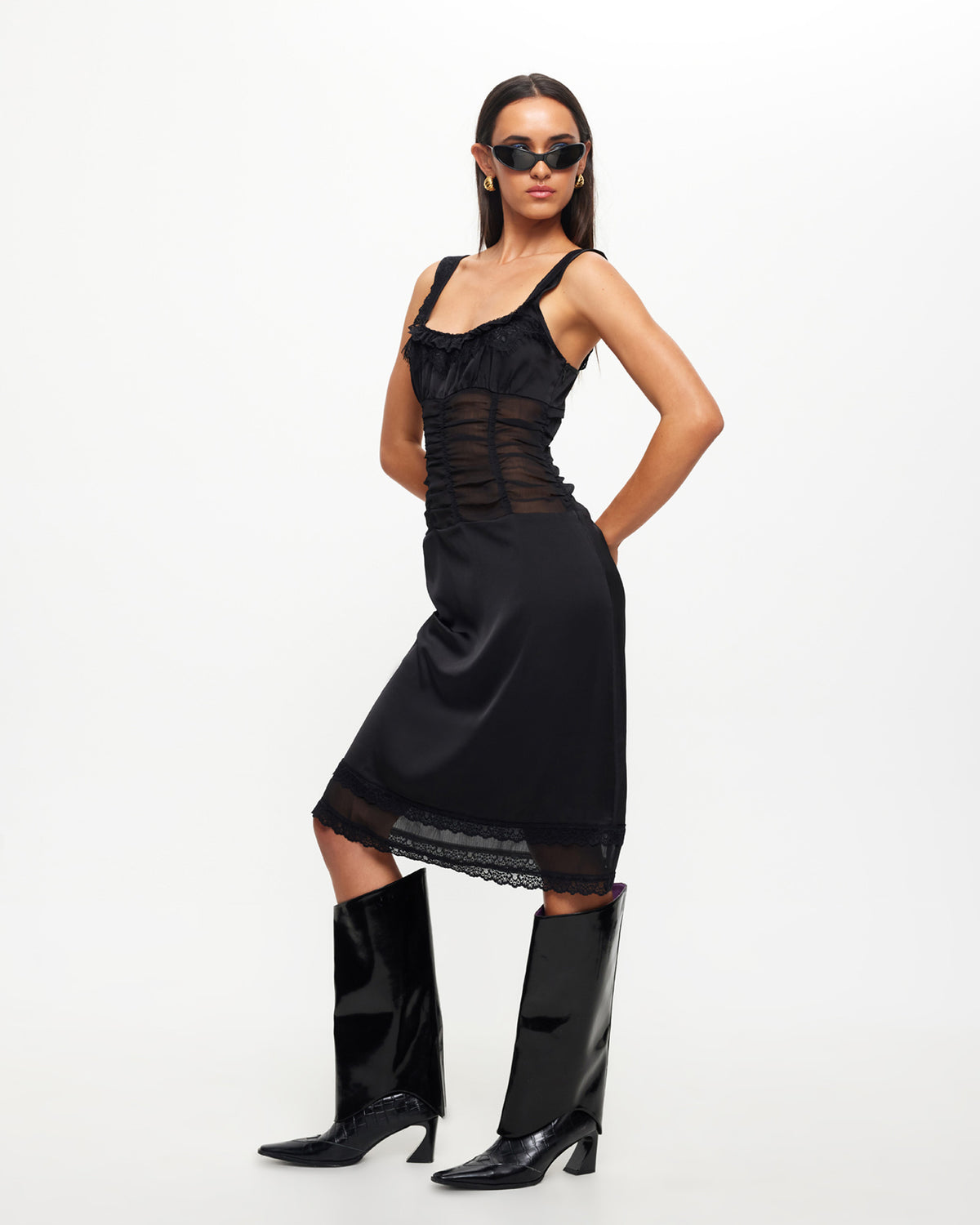 Kendall Midi Dress in Onyx Black ONYX