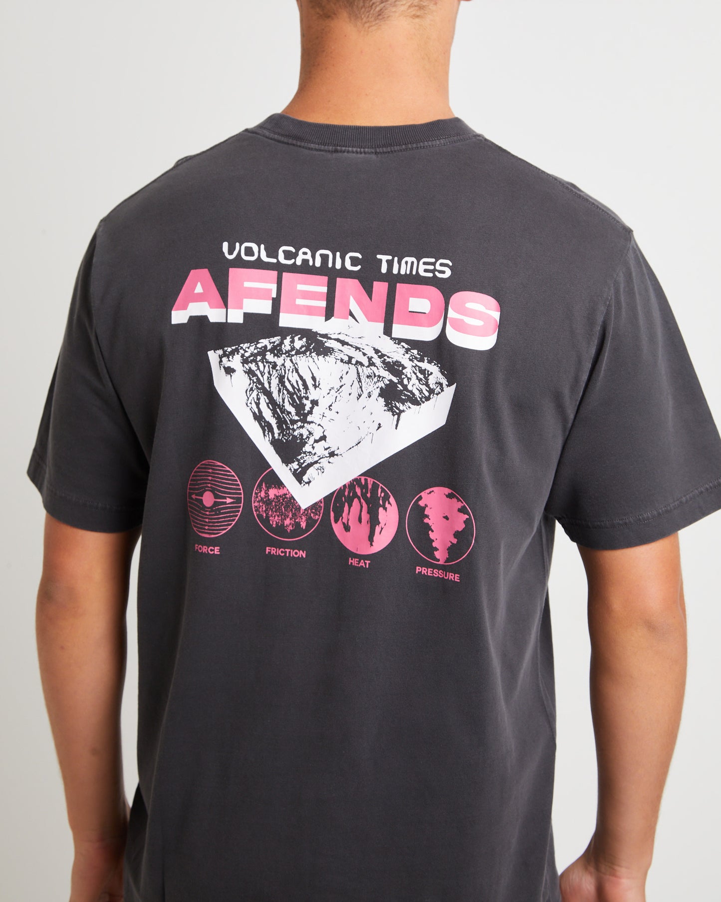Volcanic Times Recycled Retro Fit T-Shirt in Stone Black