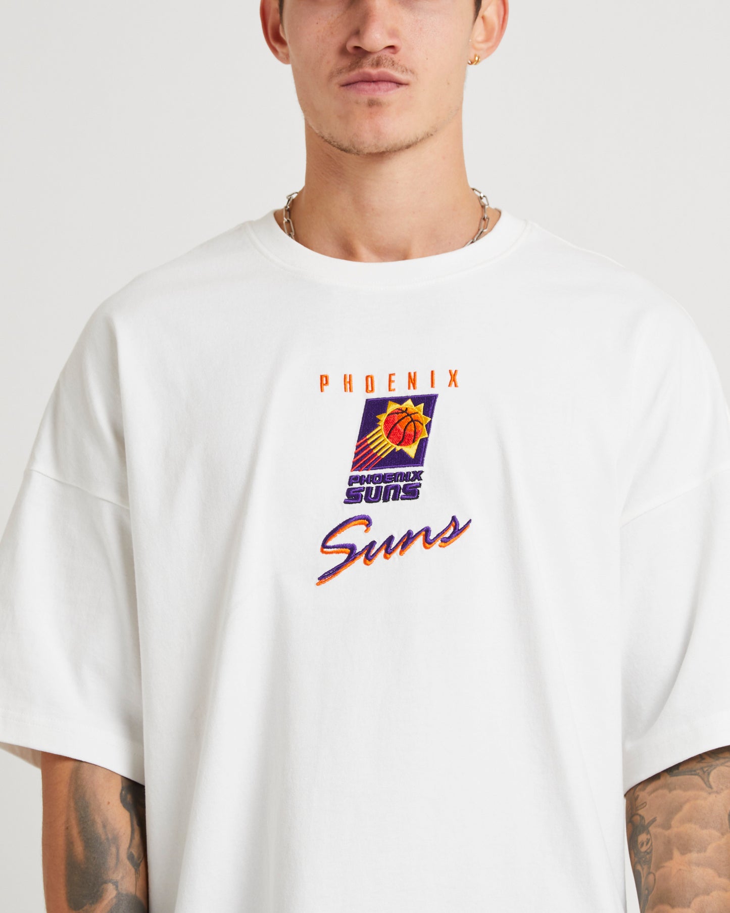 Trio Logo Suns Oversized T-Shirt in Vintage White