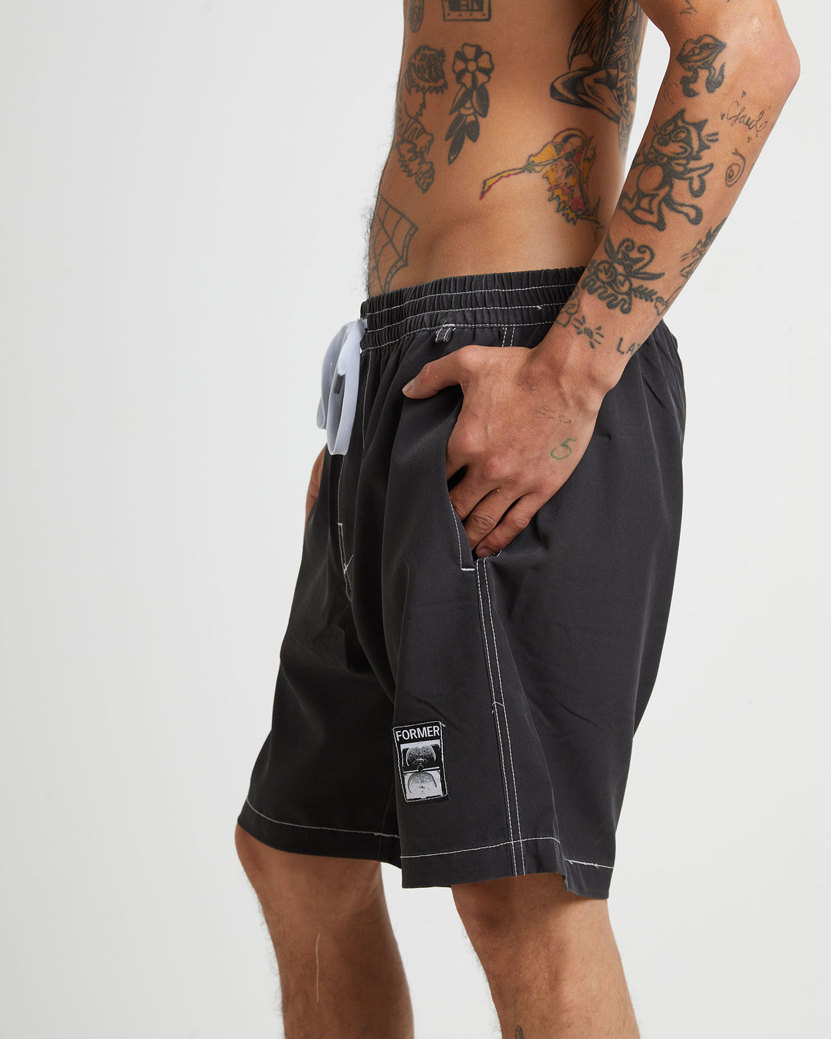 Swan Baggy Trunk Boardshorts in Black BLACK