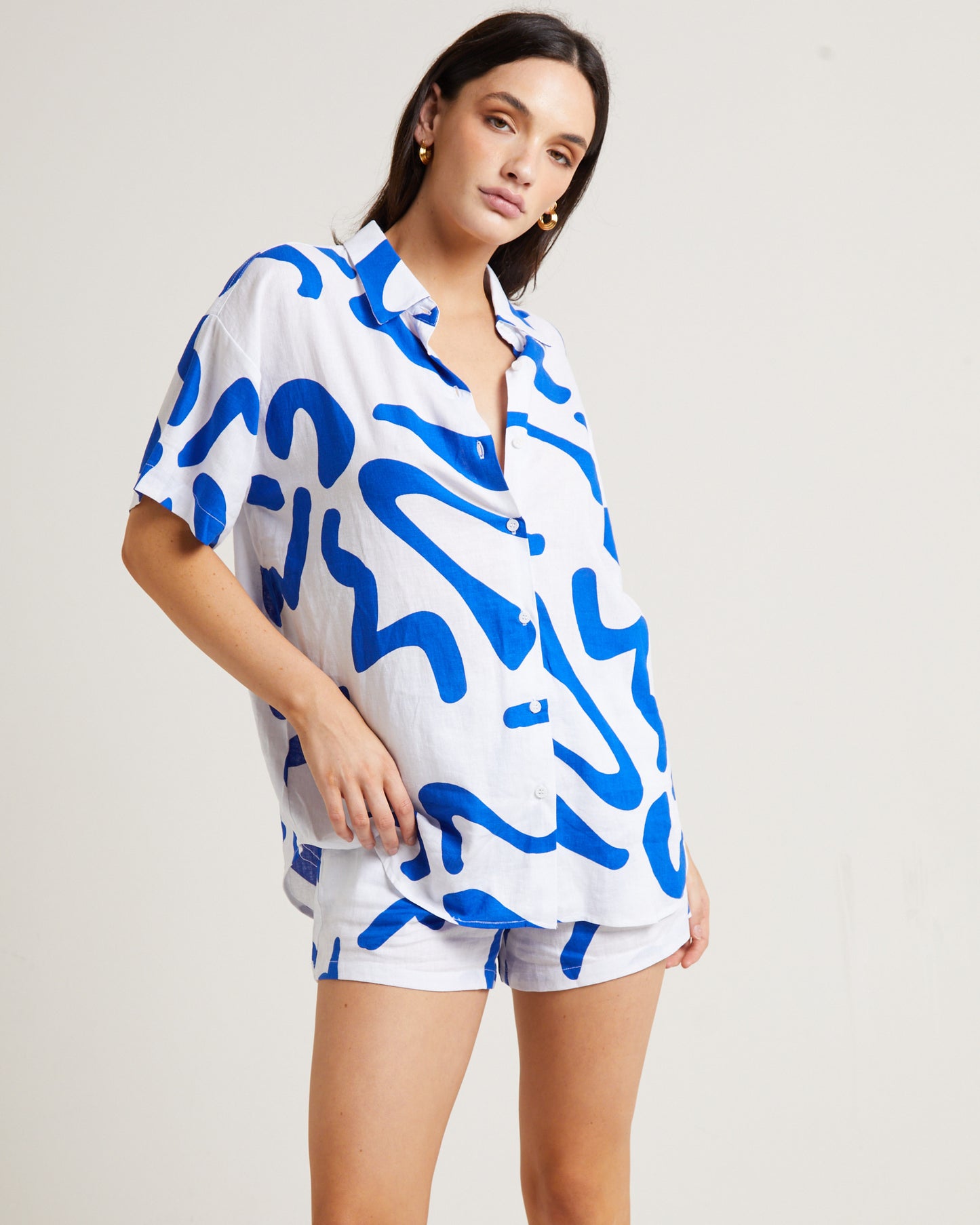 Charlie Swirl Short Sleeve Shirt in Blue