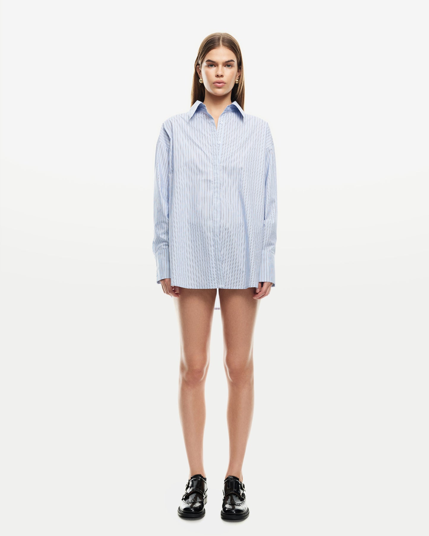 Boyfriend Long Sleeve Shirt in Blue Stripe
