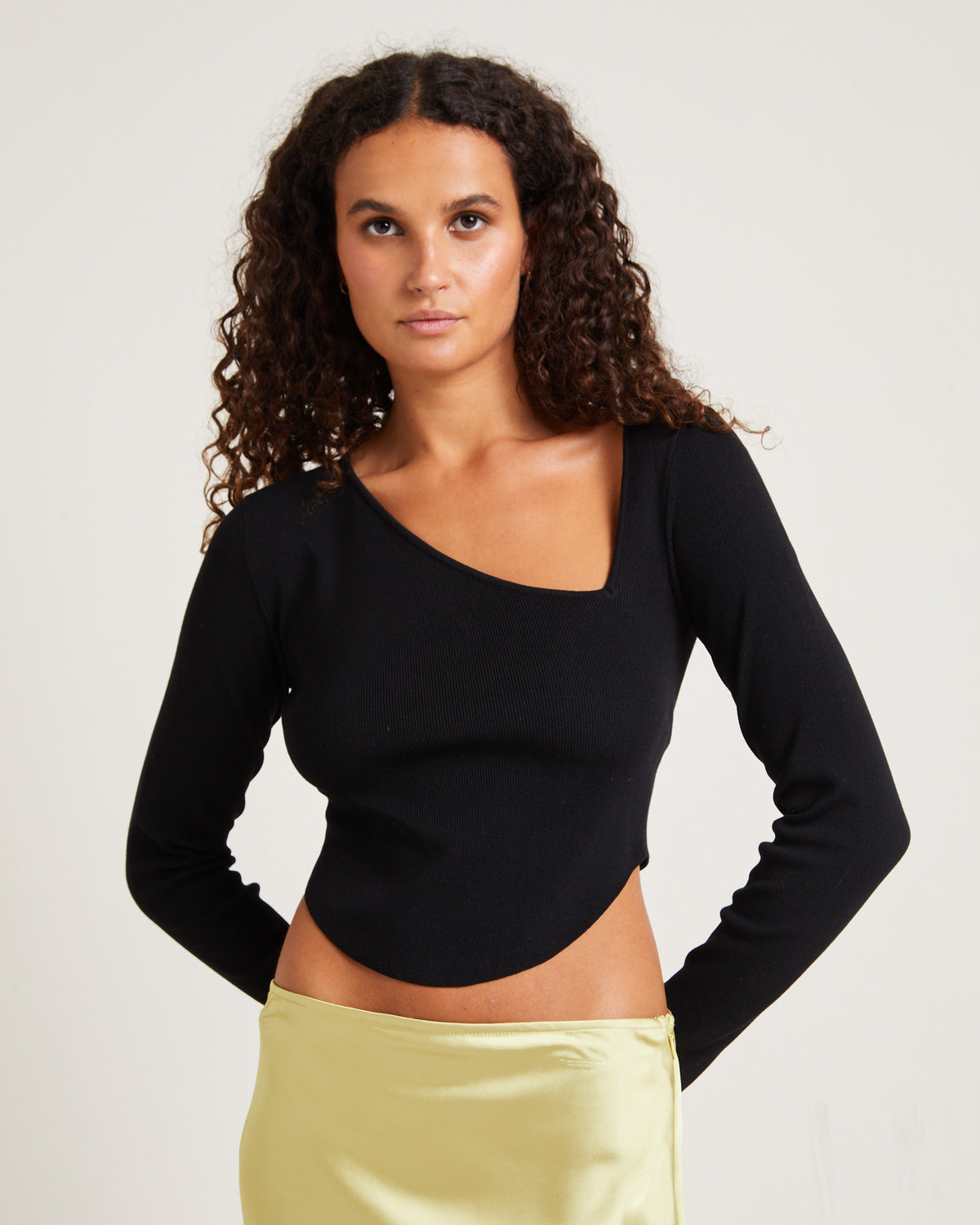 Bianka Cut Out Compact Knit Top BLACK