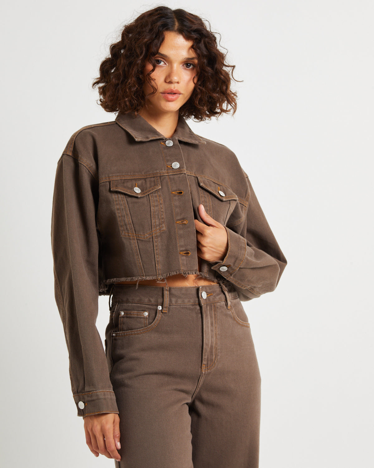 Mia Crop Denim Jacket Washed Sepia WASHED SEPIA