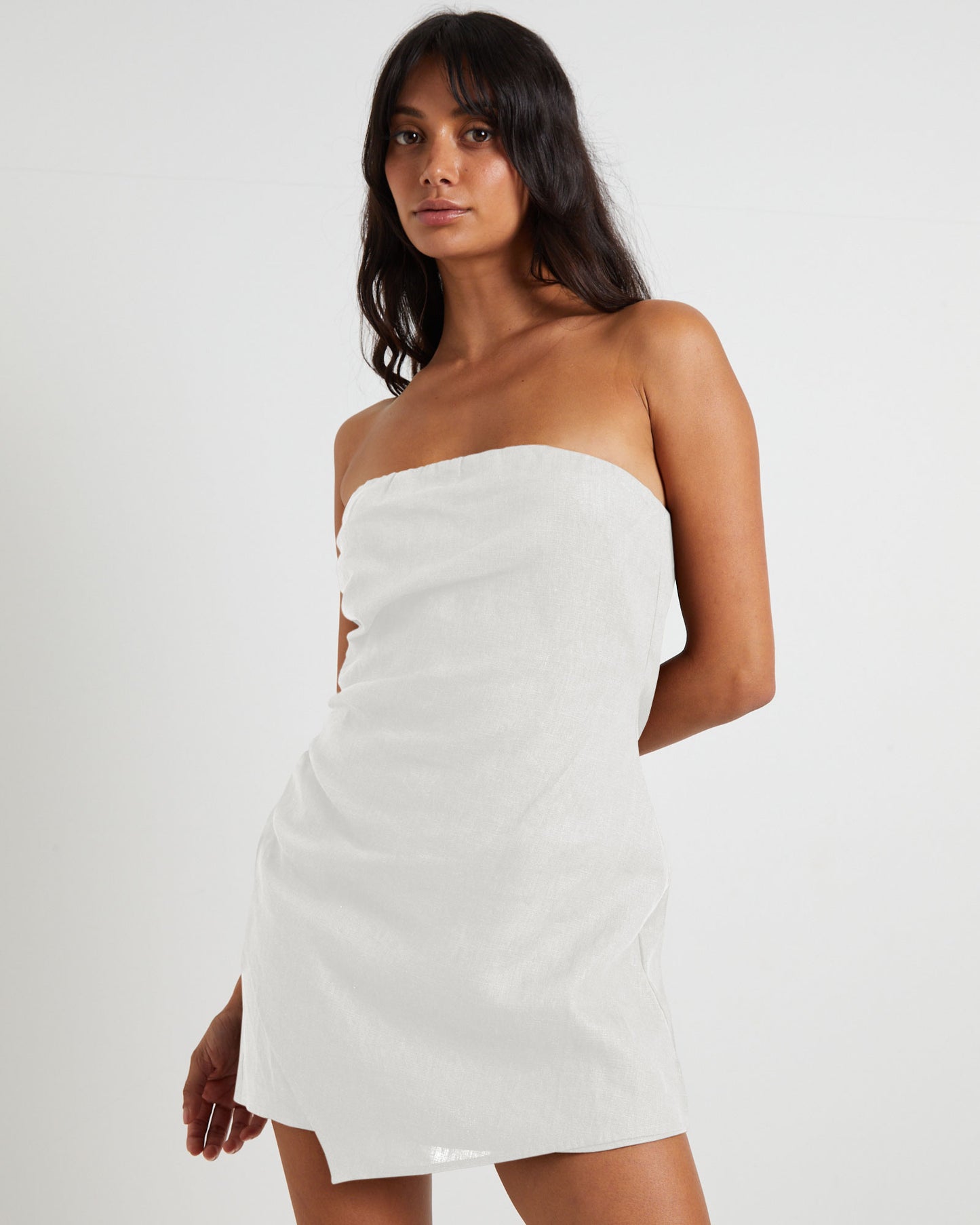 Lui Linen Mini Dress White