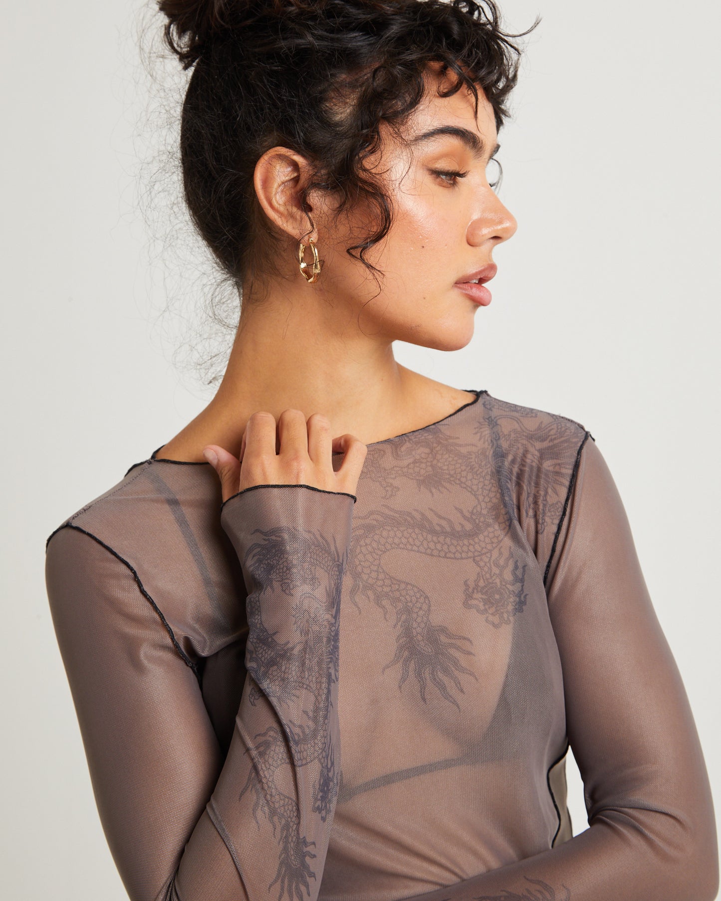 Akio Mesh Long Sleeve Top