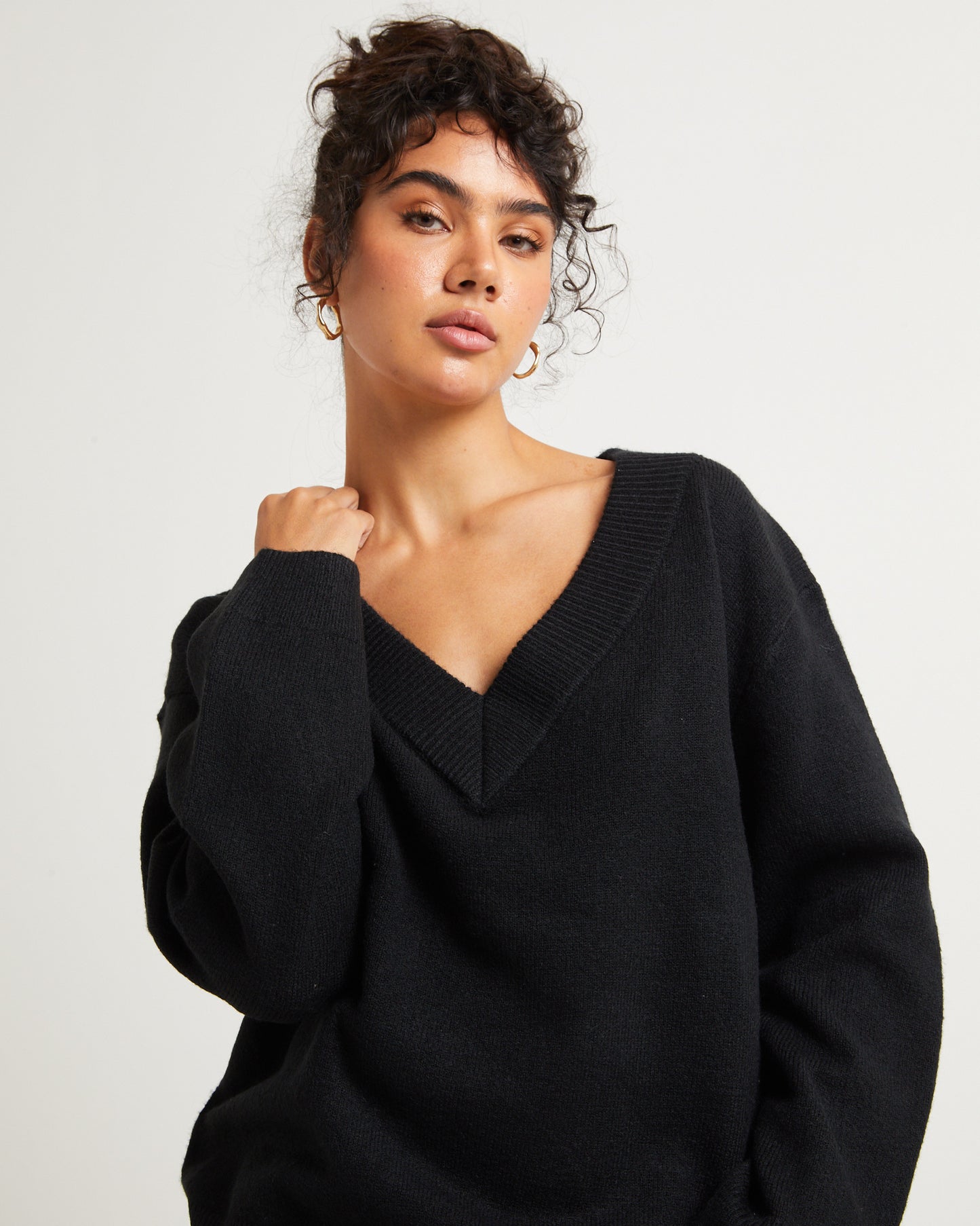 Deep V Neck Slouchy Jumper