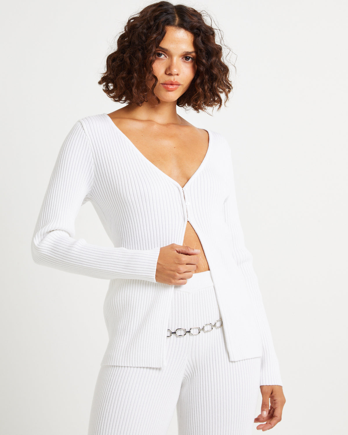 Kiah Long Sleeve Knit Top WHITE