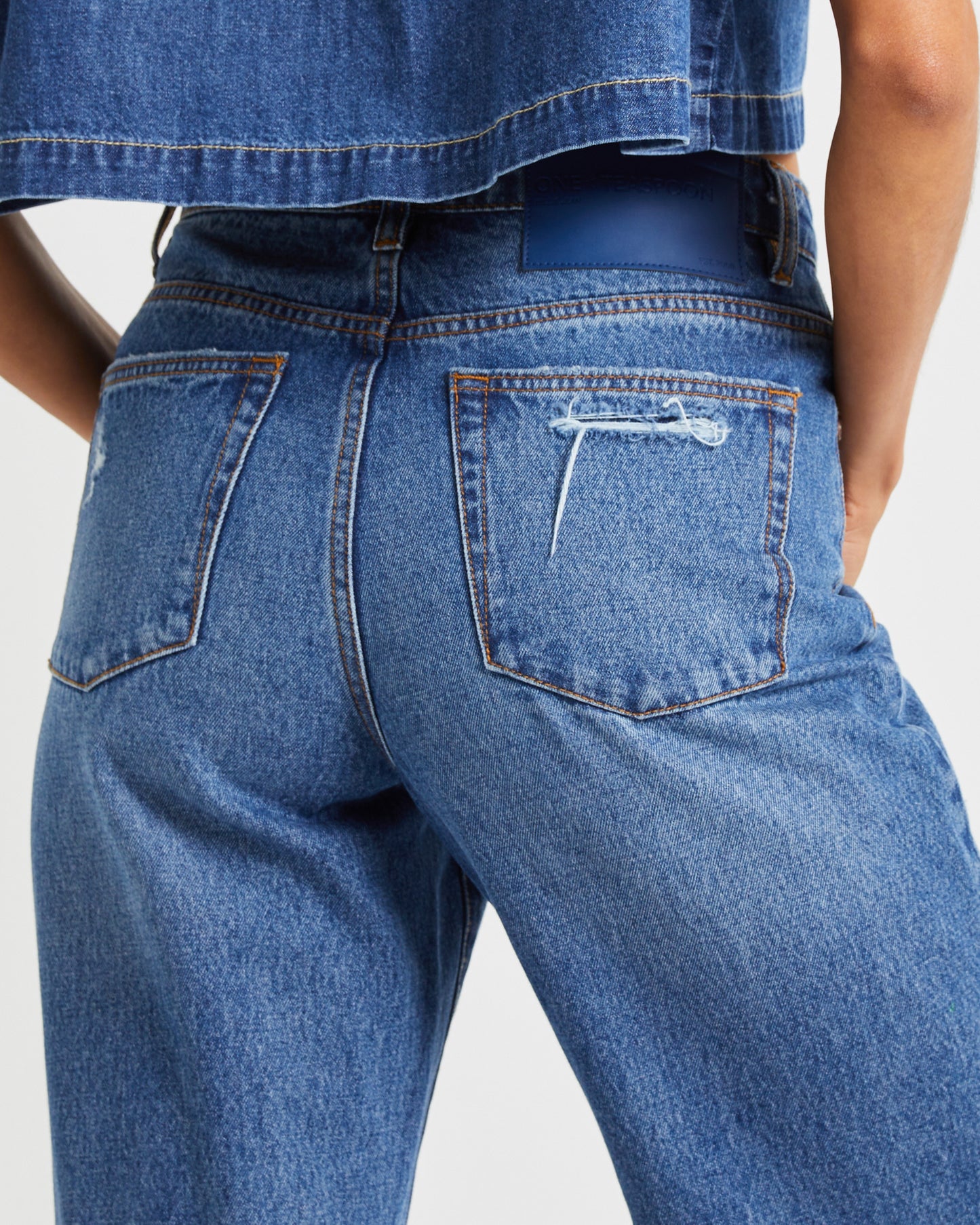 True Straight Leg Mid Waist Denim Billie Jeans