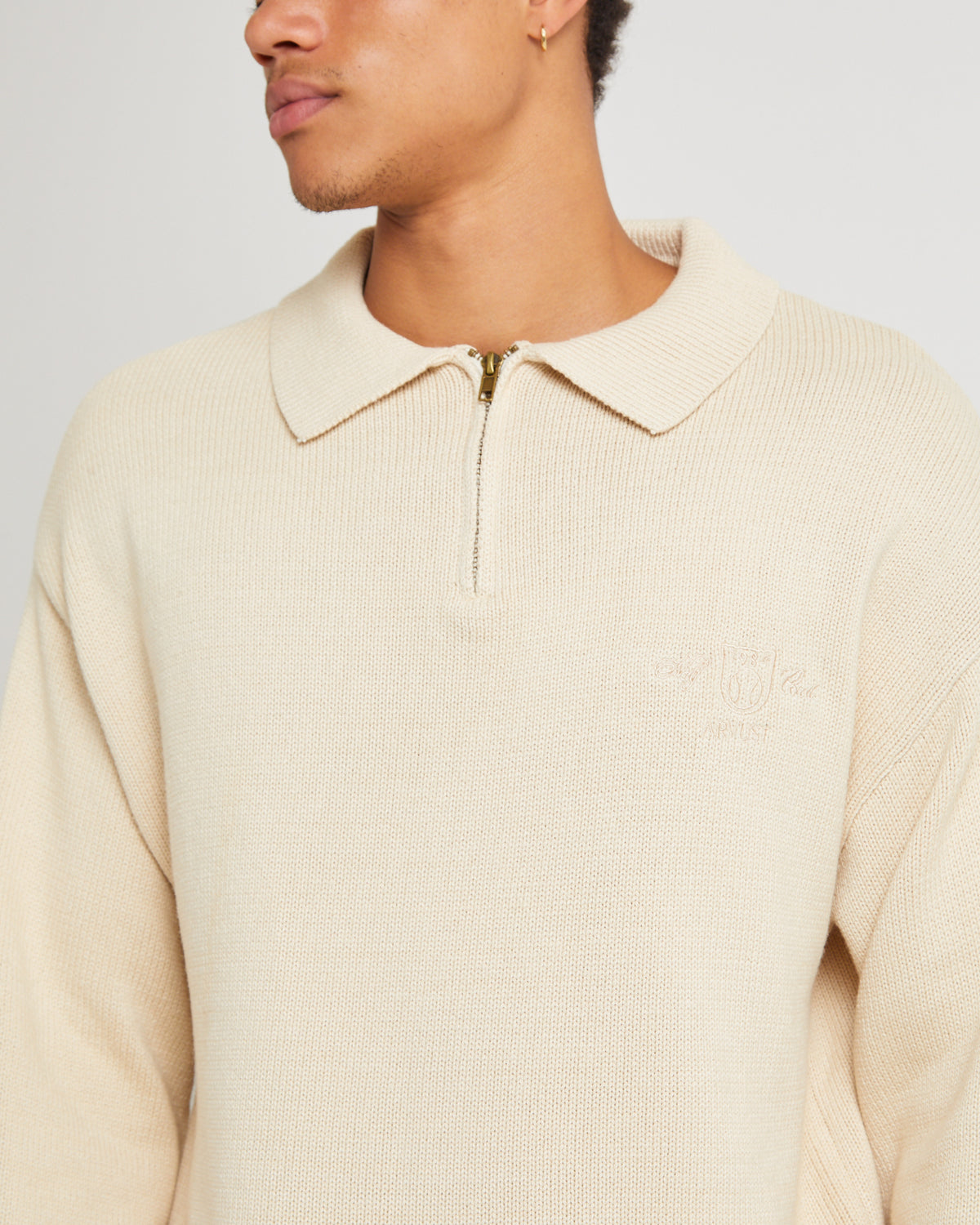 Knit 1/4 Zip Jumper NATURAL
