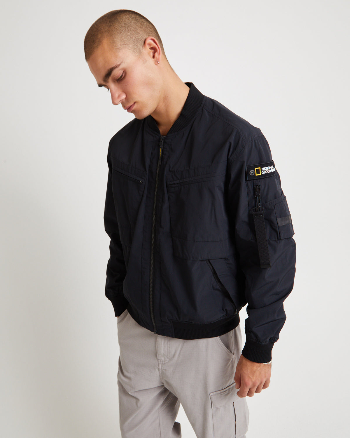 Romus Utility Aviator Jacket Lichen Khaki CARBON BLACK
