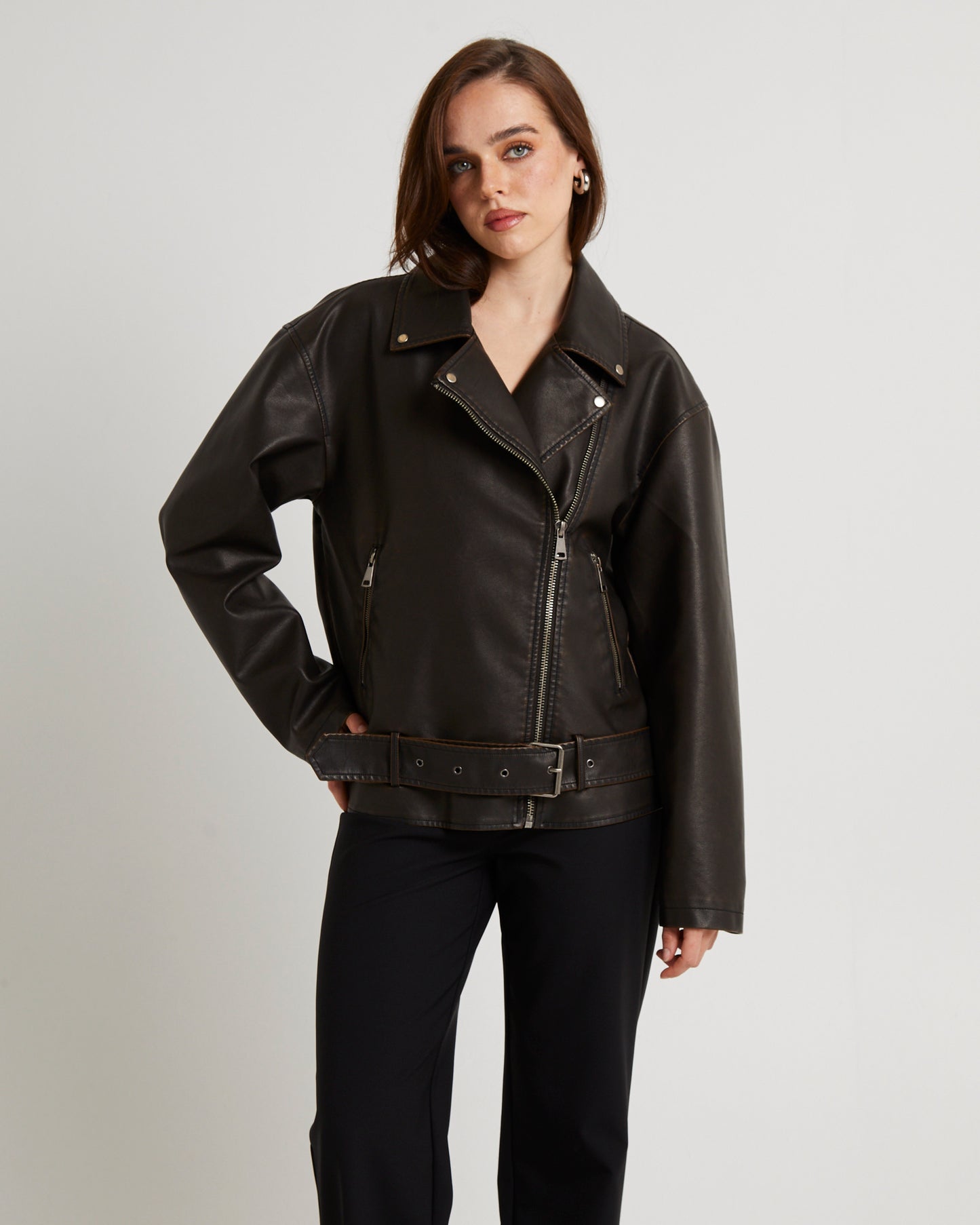 Ines Distressed Biker Jacket