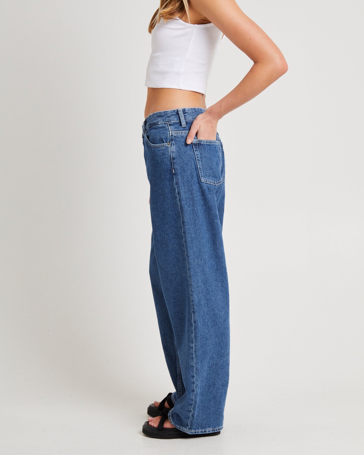 Hill Low Denim Jeans Pebble Mid Stone