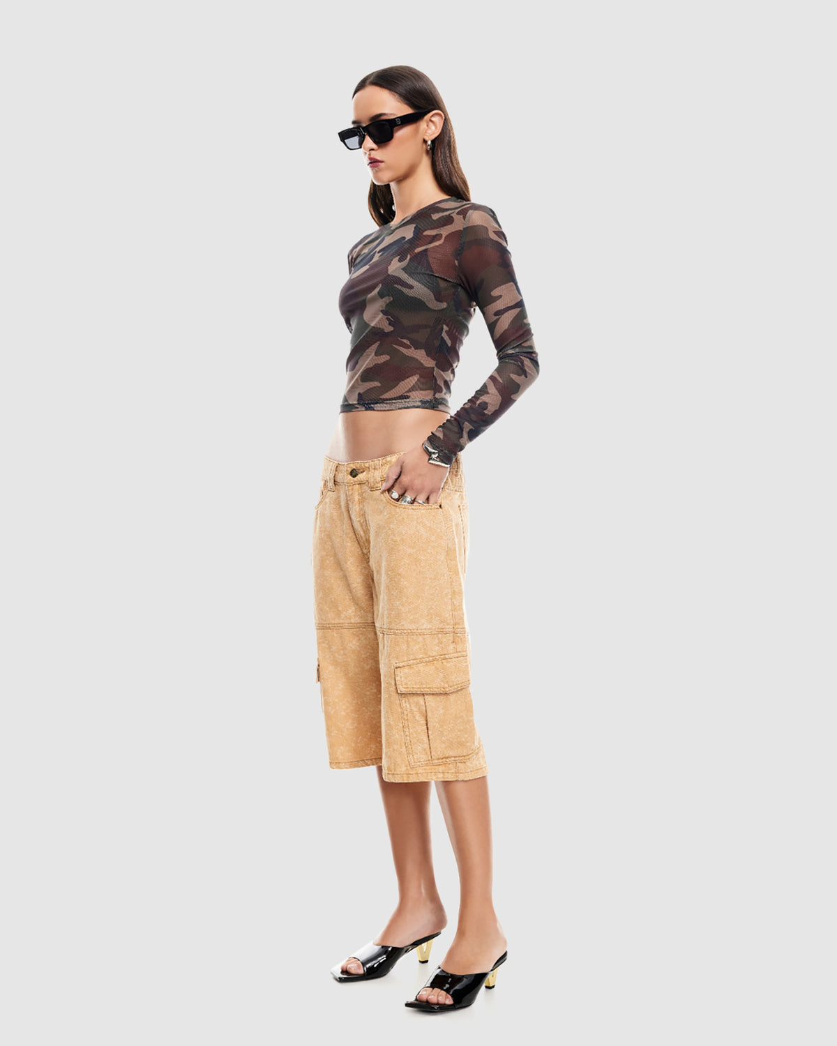 The Boulevard Mesh Top CAMO