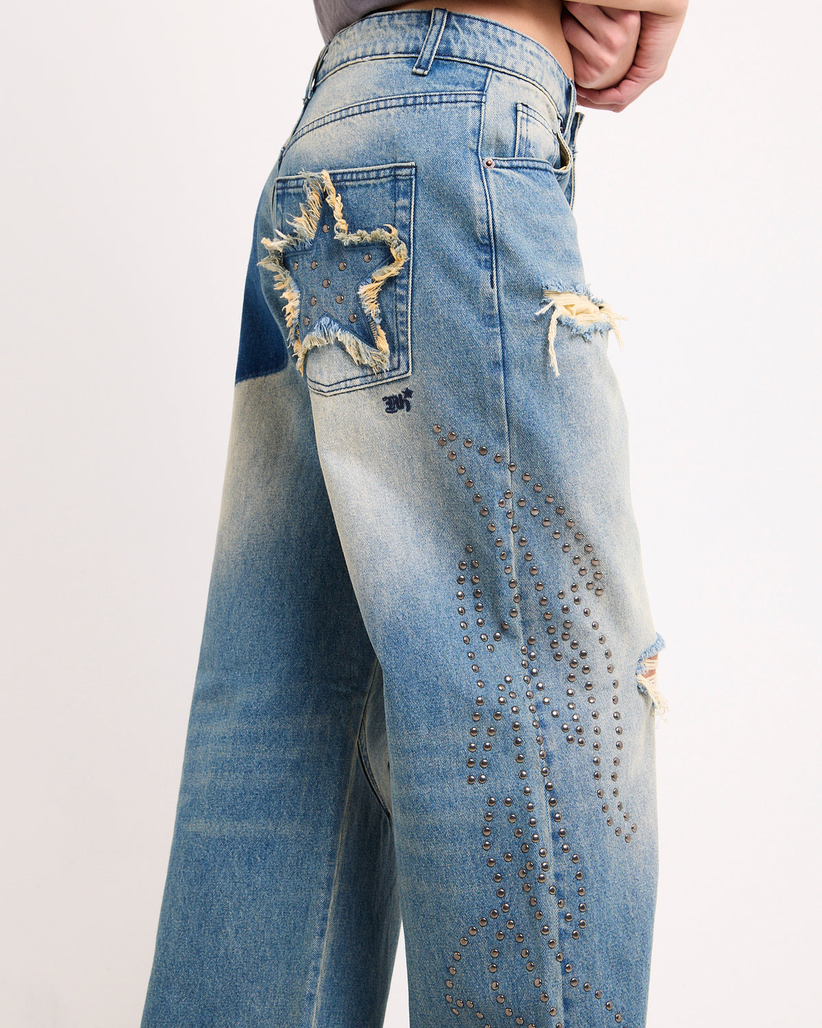 Jumbo Tribal Denim Jeans BLUE SPRAYED