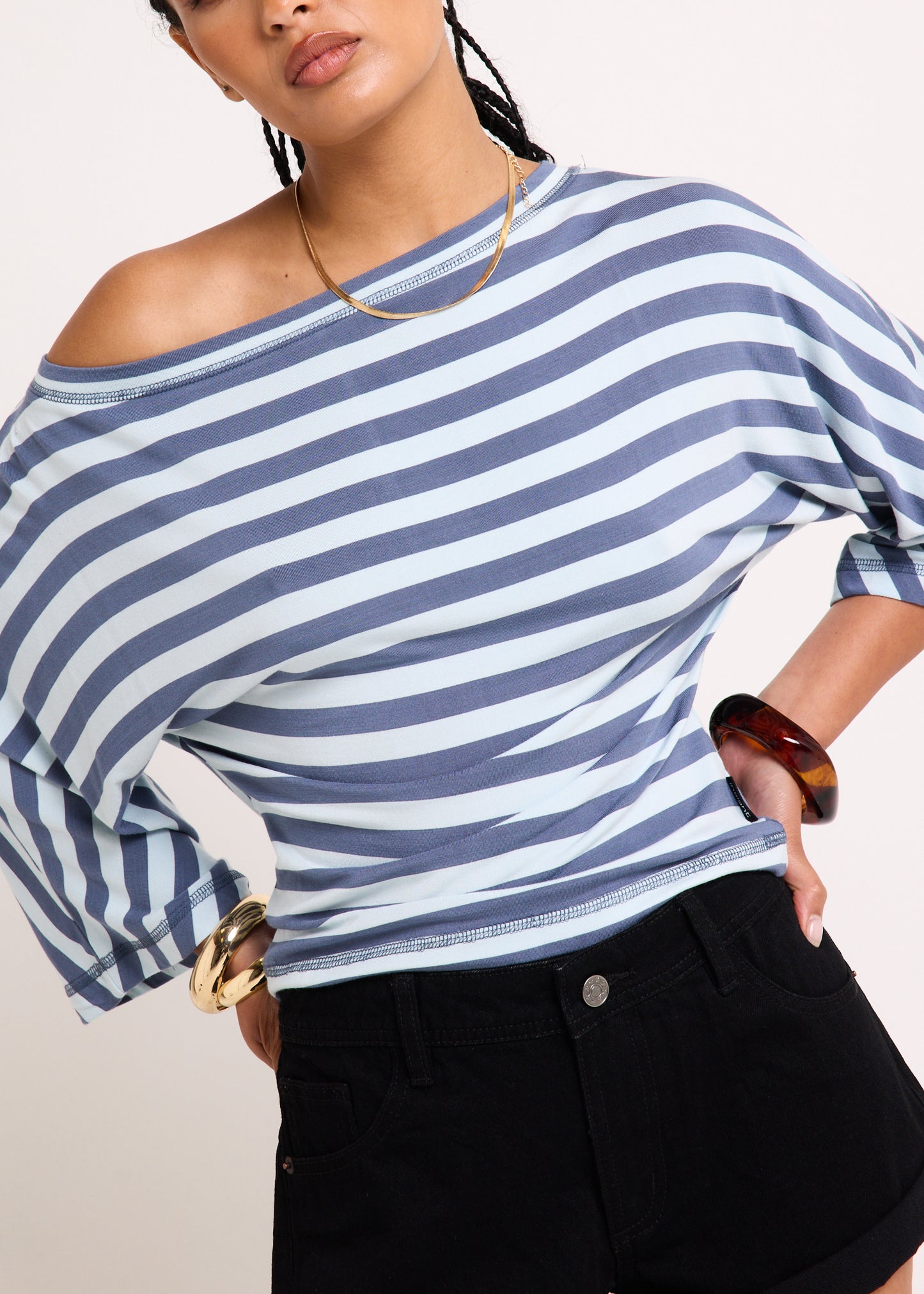 Lorde Stripe Assymetric Top
