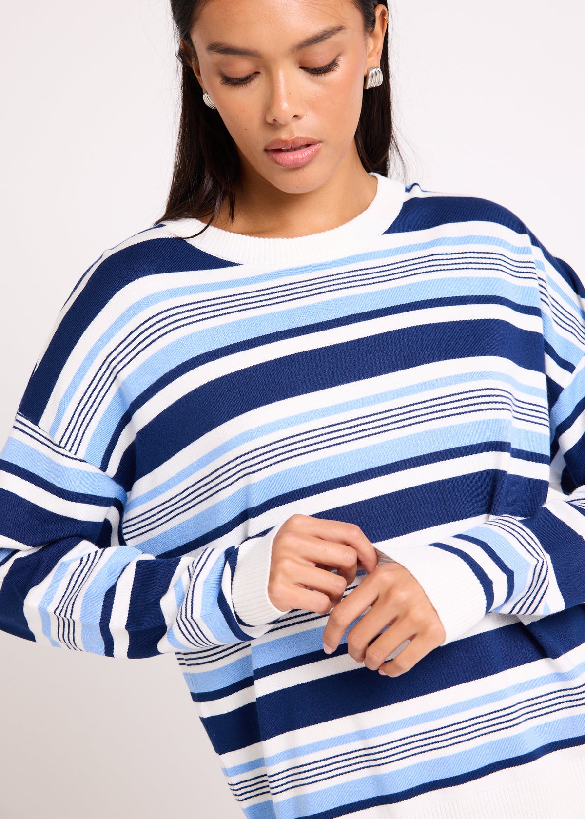 Chiara Stripes Oversized Knit Top BLUE STRIPE