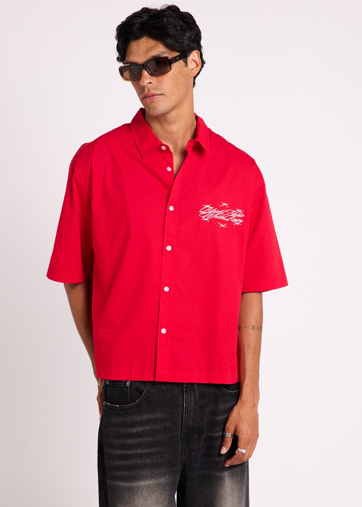 Script Short Sleeve Shirt RED