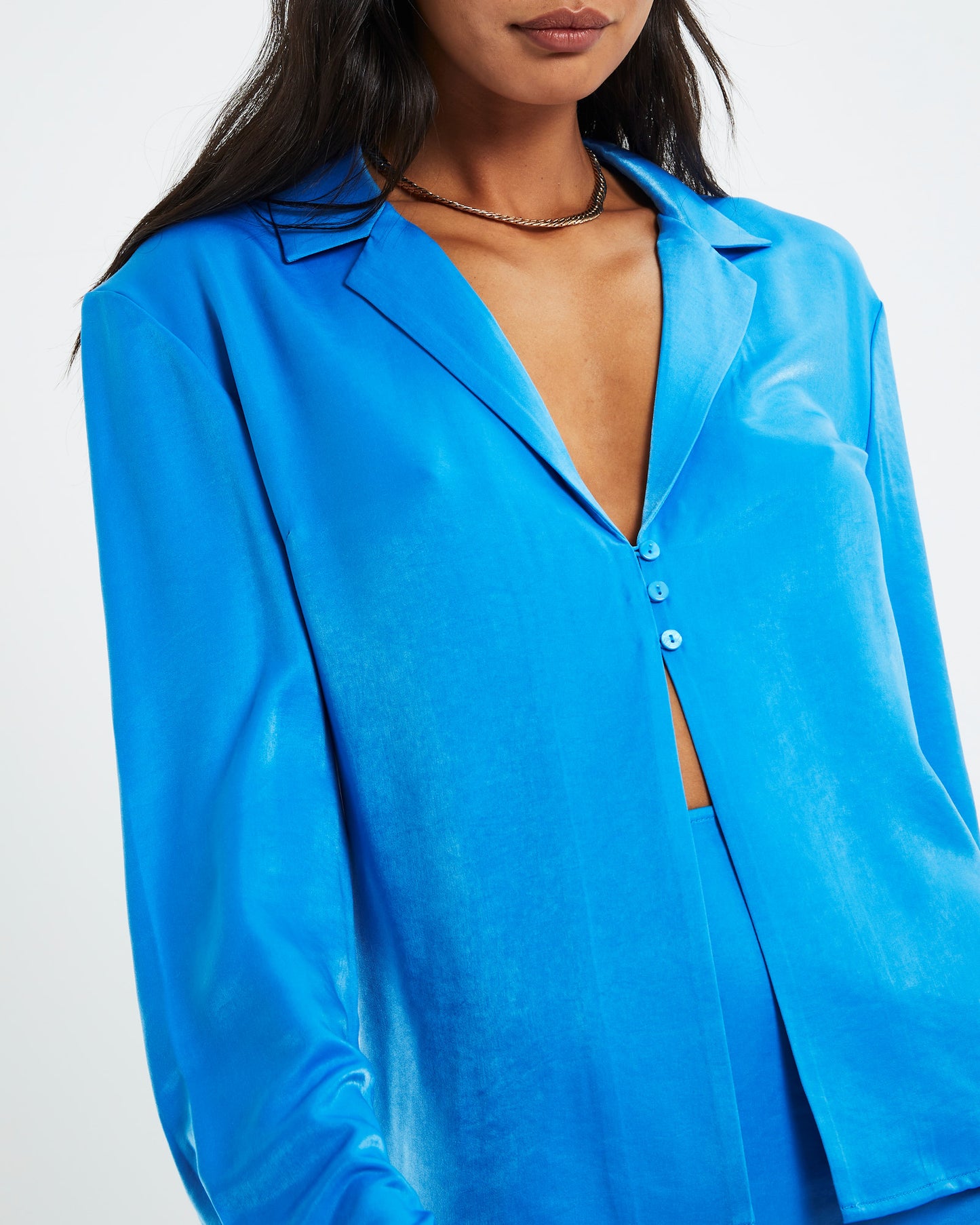 Esme Silky Longline Shirt Blue
