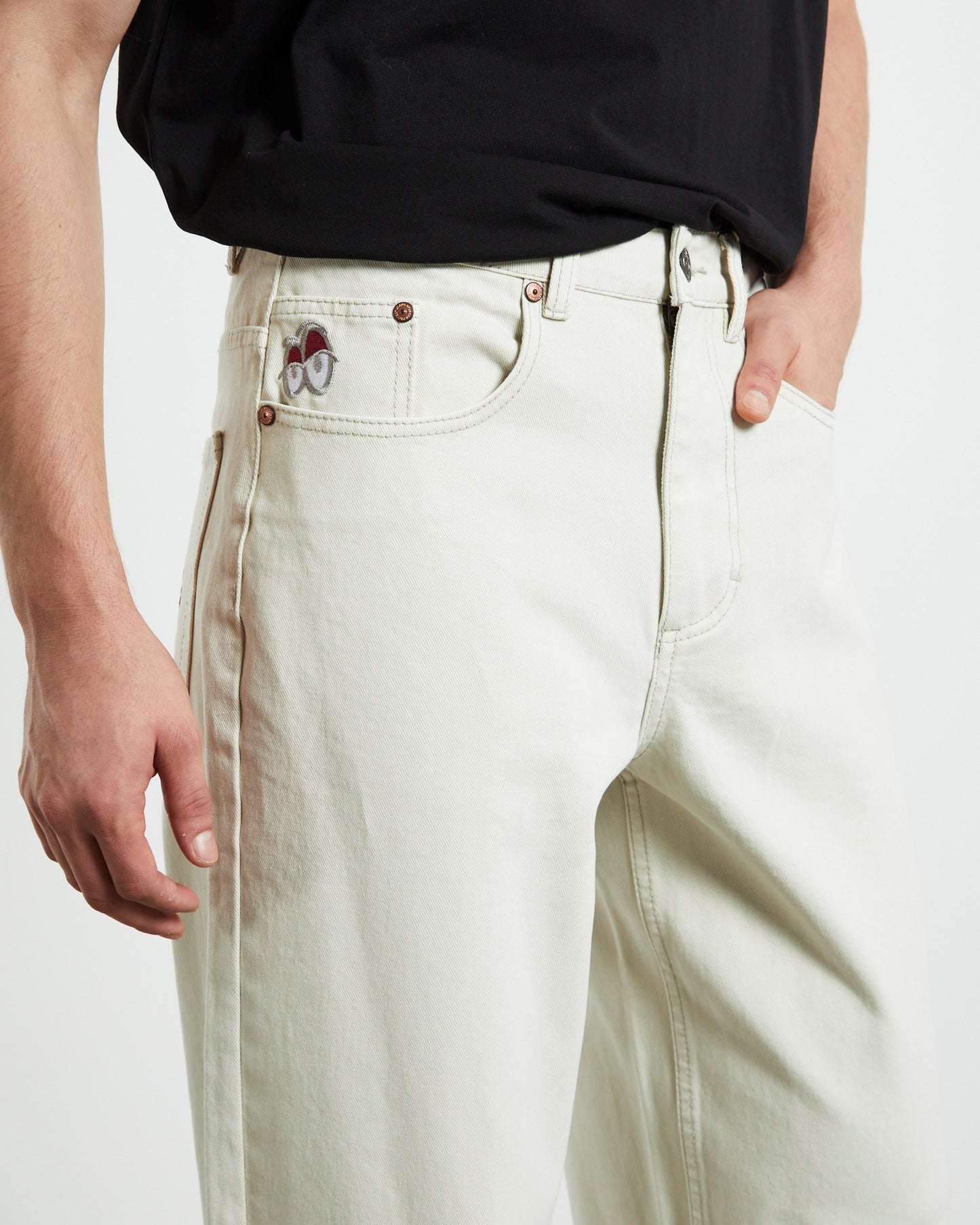 Wide Boy Contrast Stitch Ecru