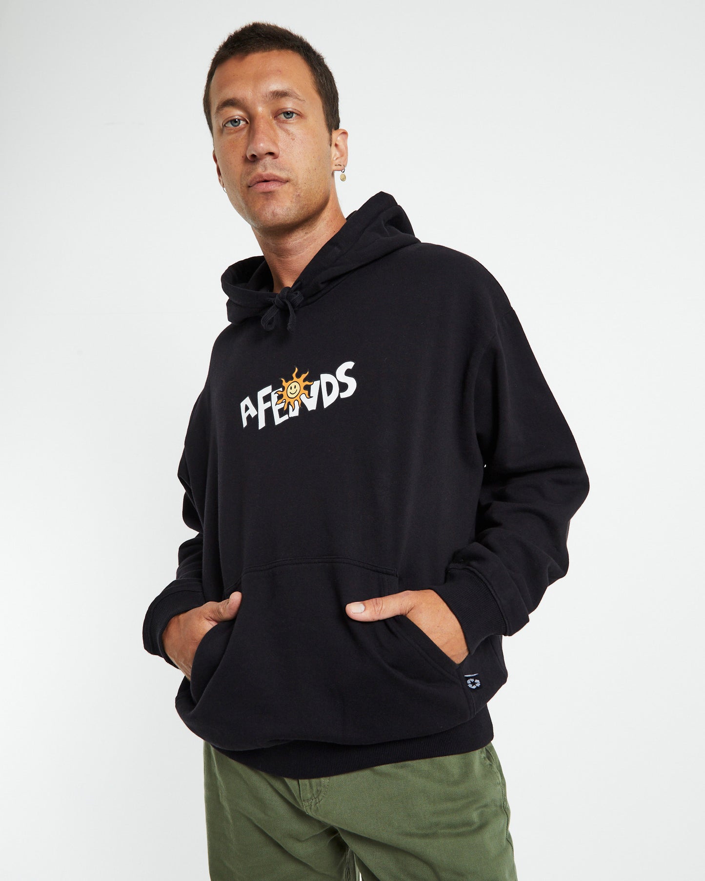 Sunshine Recycled Pull On Hoodie Black
