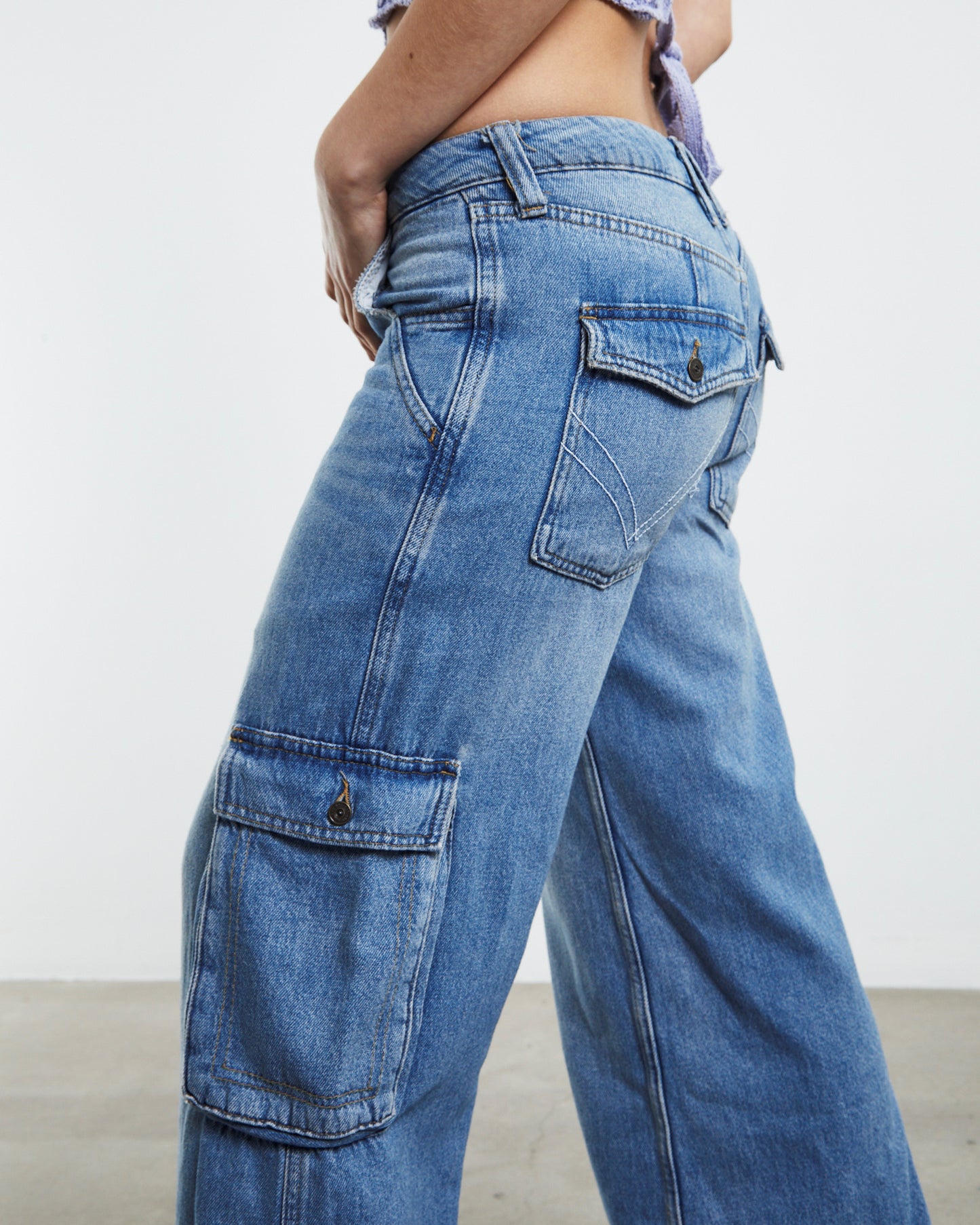Low Rise Puddle Cargo Jeans