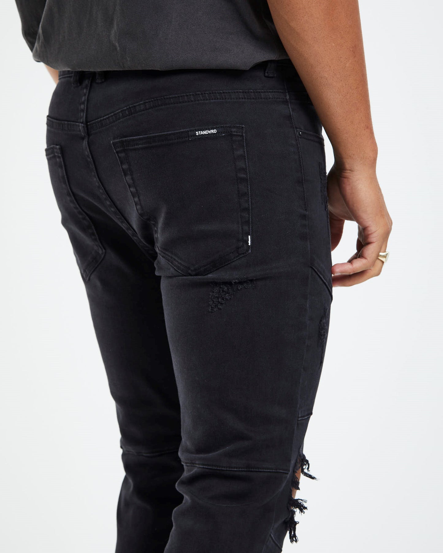 Offset Panel Skinny Jeans Flat Black