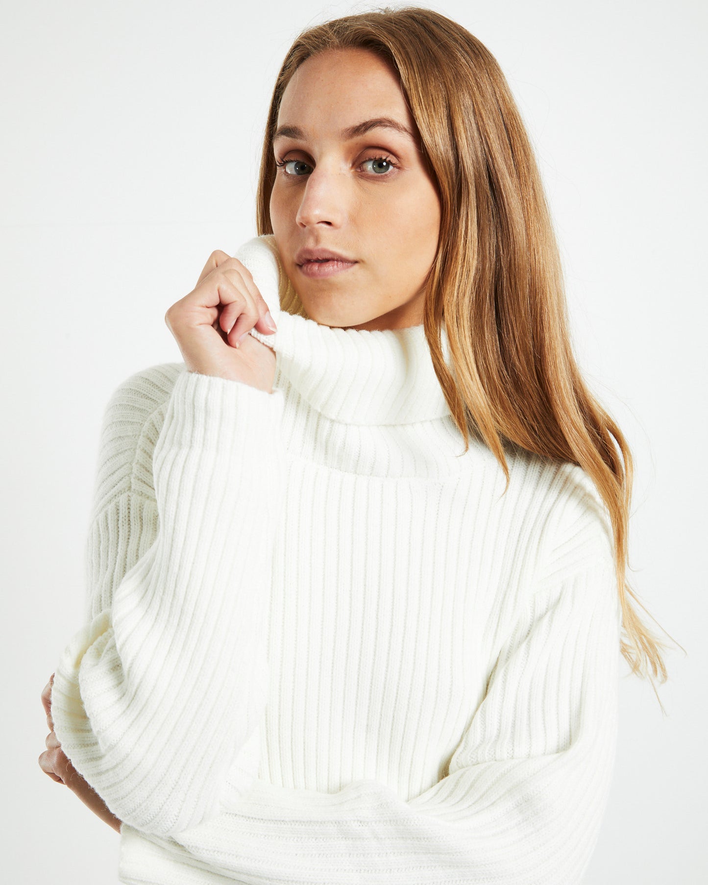 Amina Tie Back Boxy Knit Jumper White