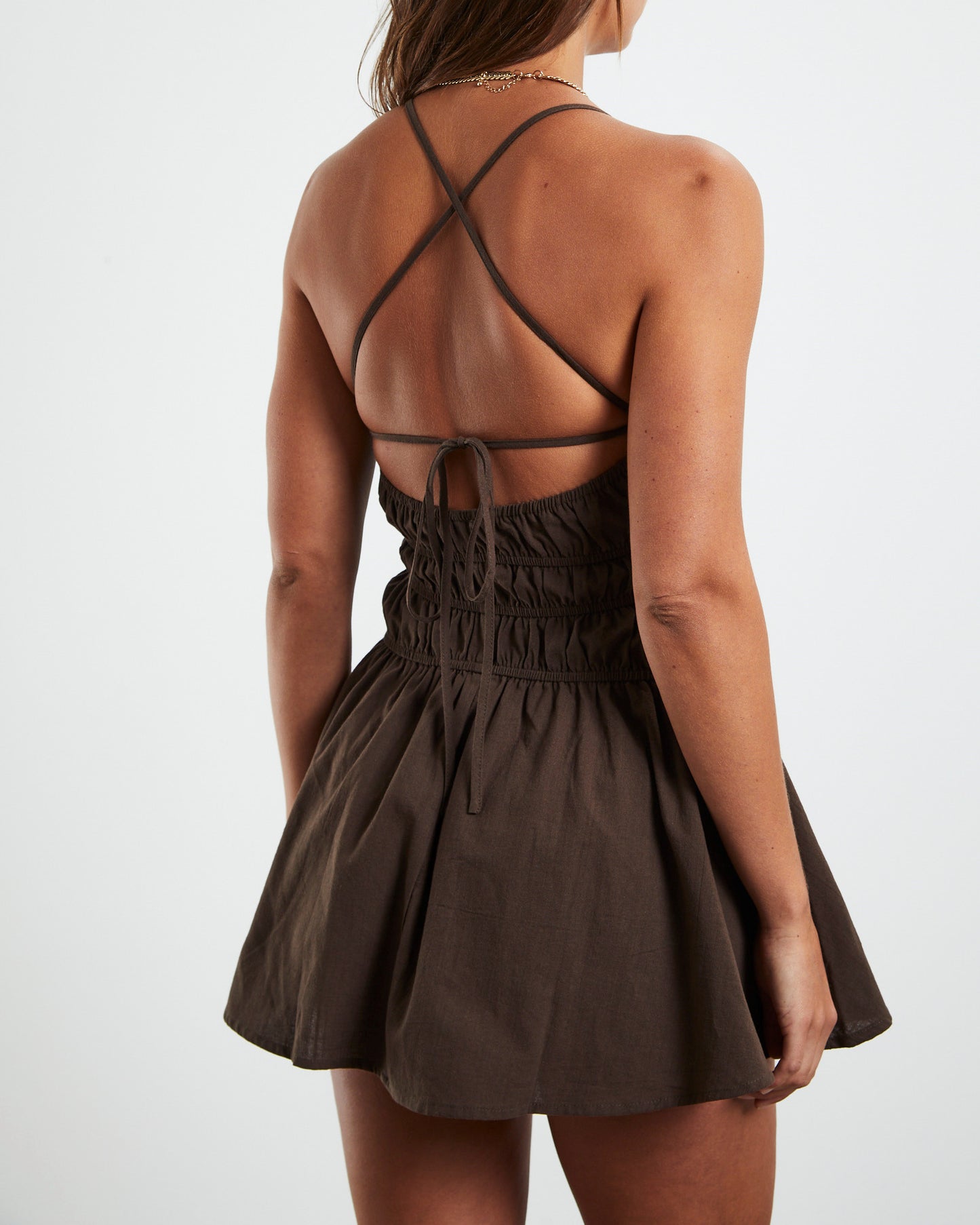 Tahlia Mini Dress Chocolate Brown