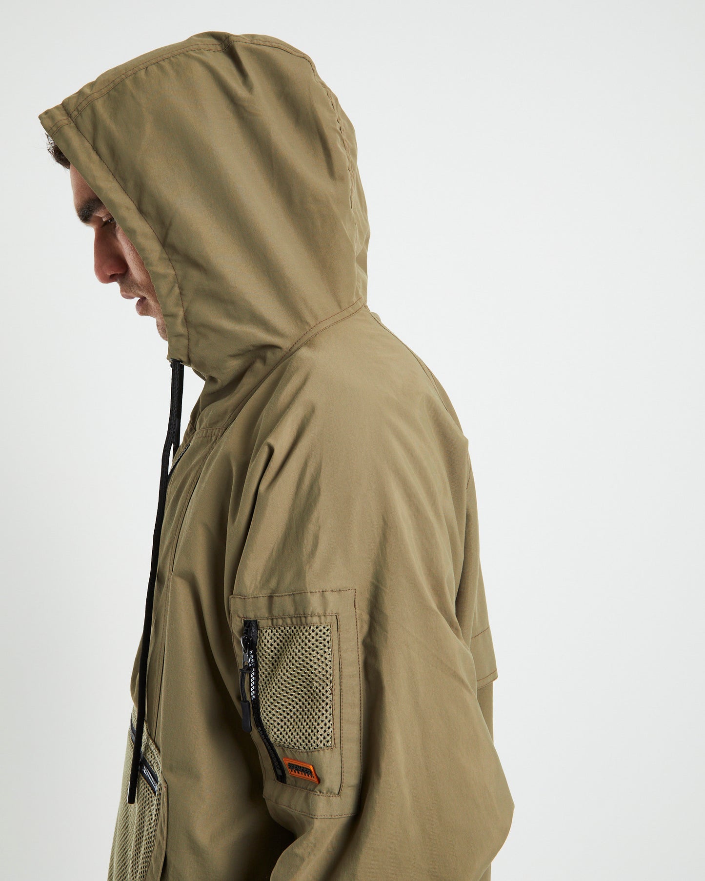 Quarter Zip Hoodie Anorak Fatigue Green