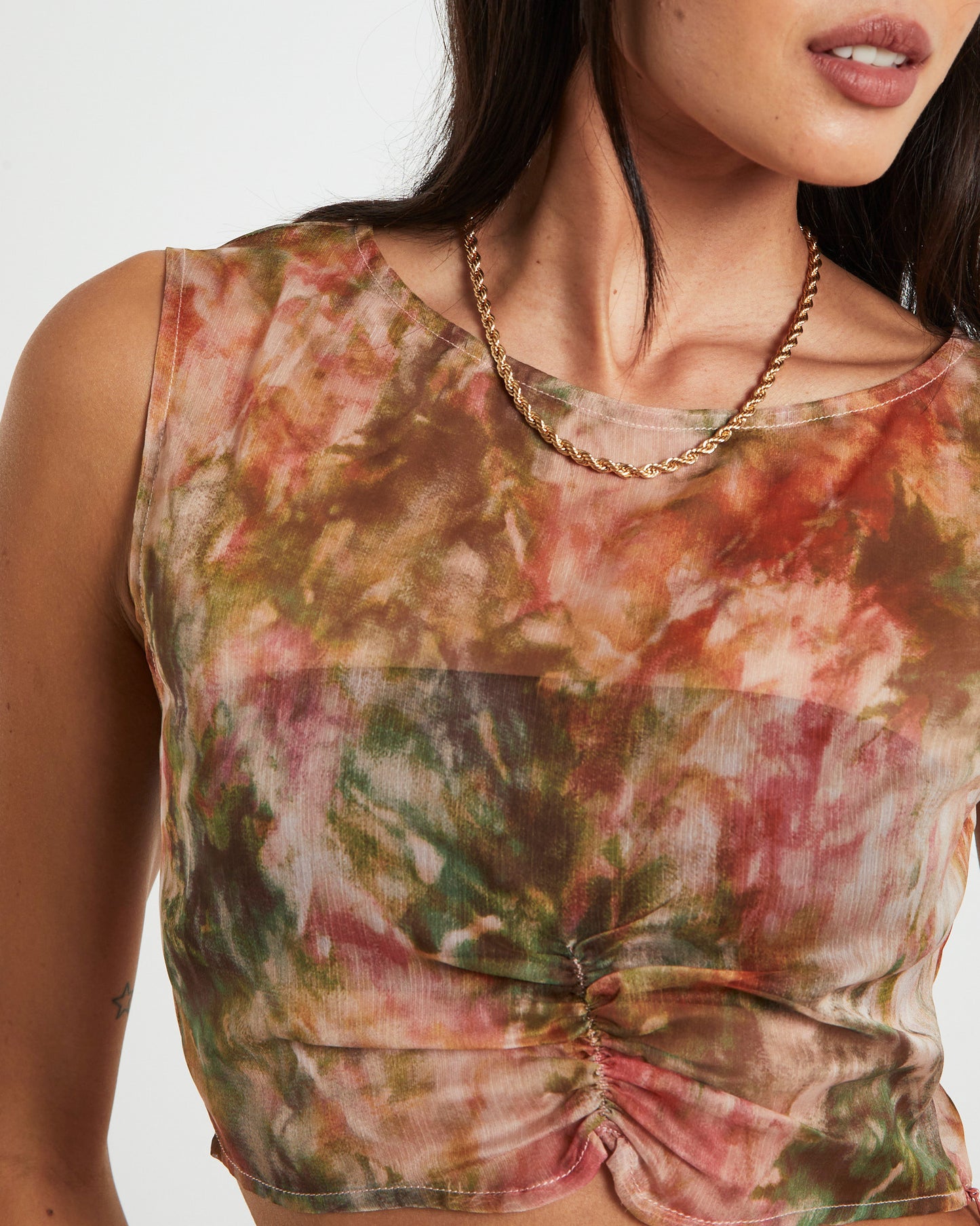 Tibby Tie Dye Gather Front Top in Assorted