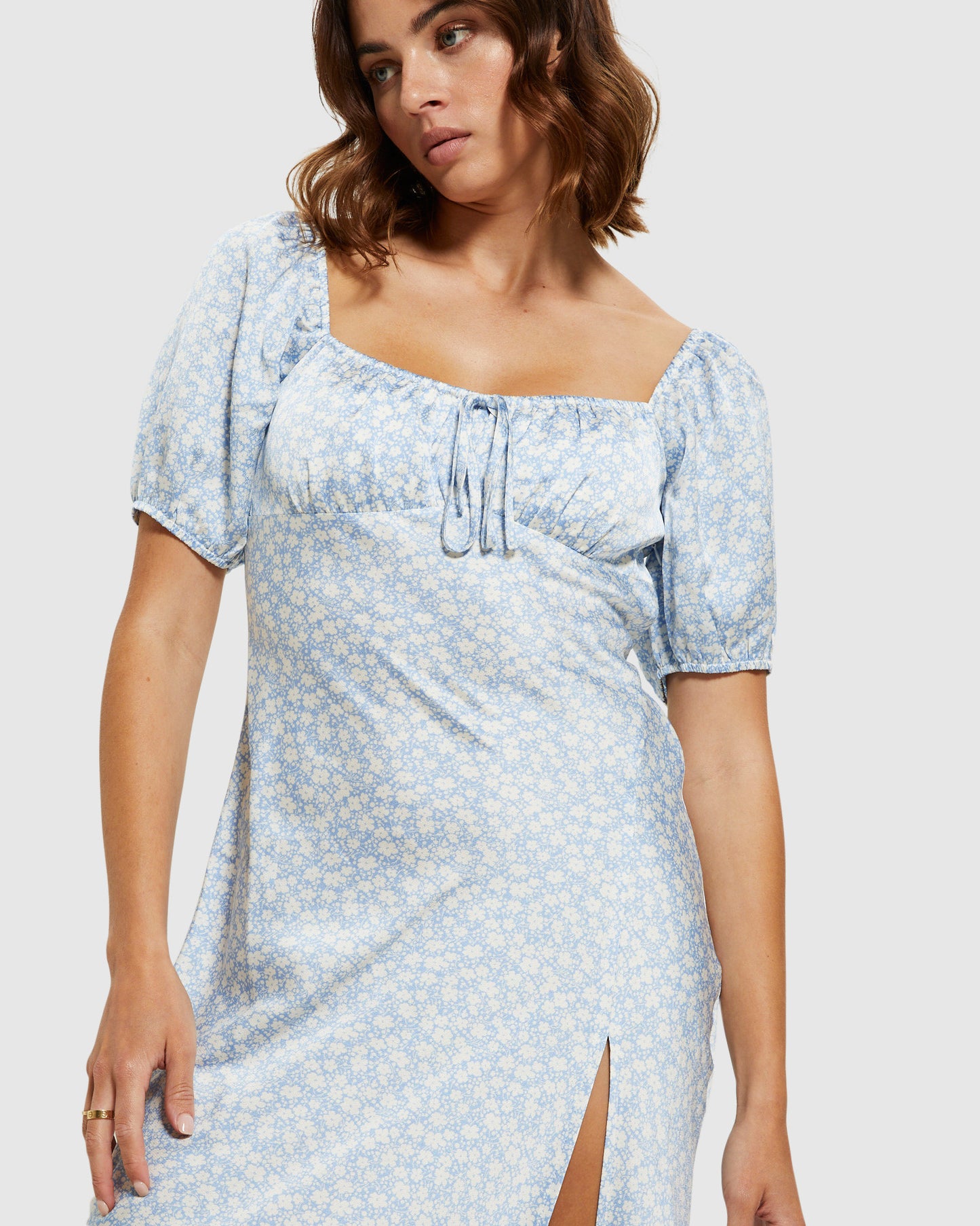 Ava Mono Print Midi Dress Blue/White