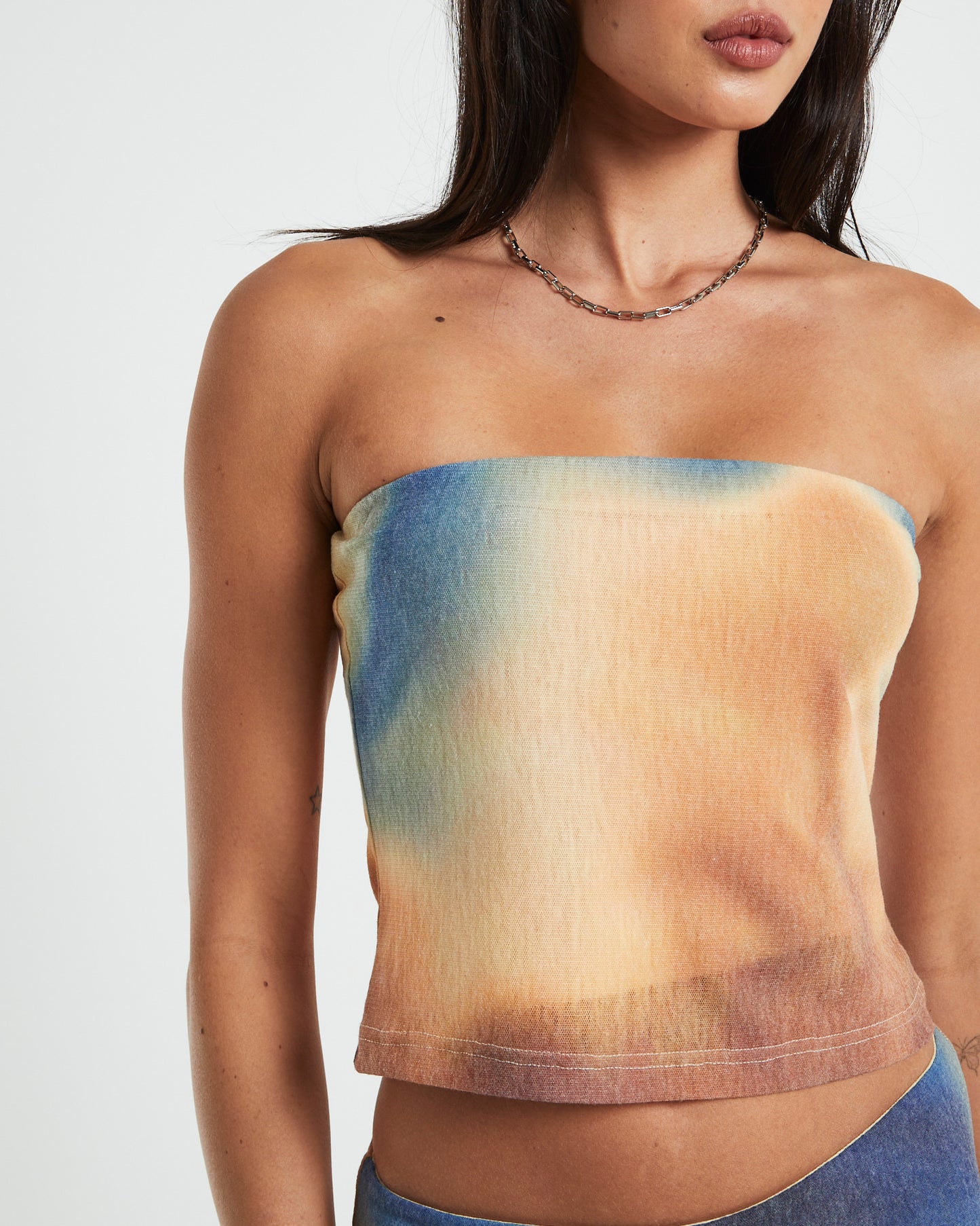 Della Printed Strapless Knit Top in Assorted