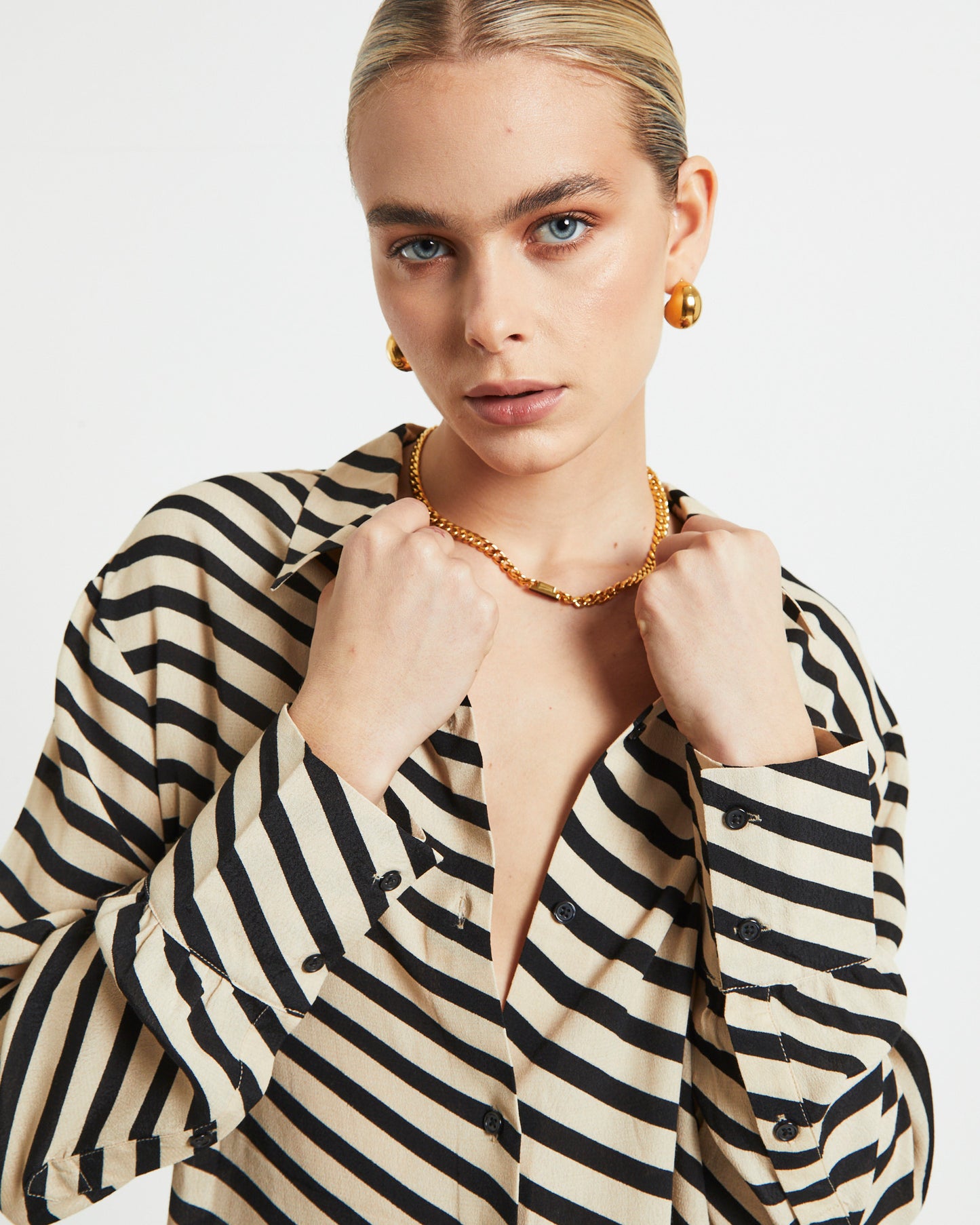 Morgan Printed Crepe Long Sleeve Shirt in Assorted