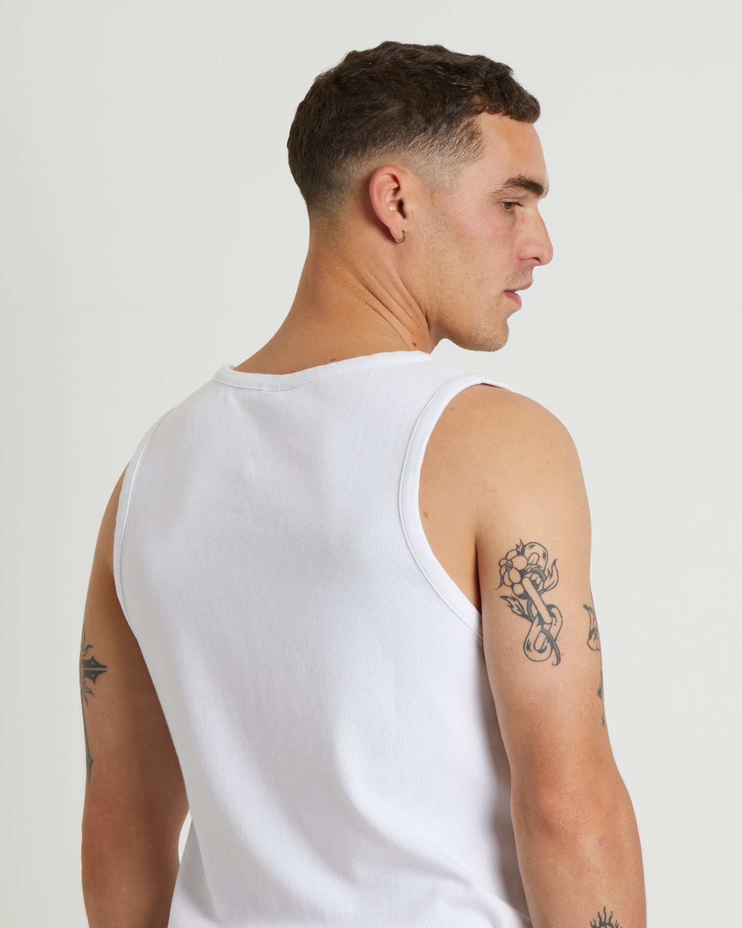 Paramount Ribbed Singlet in White