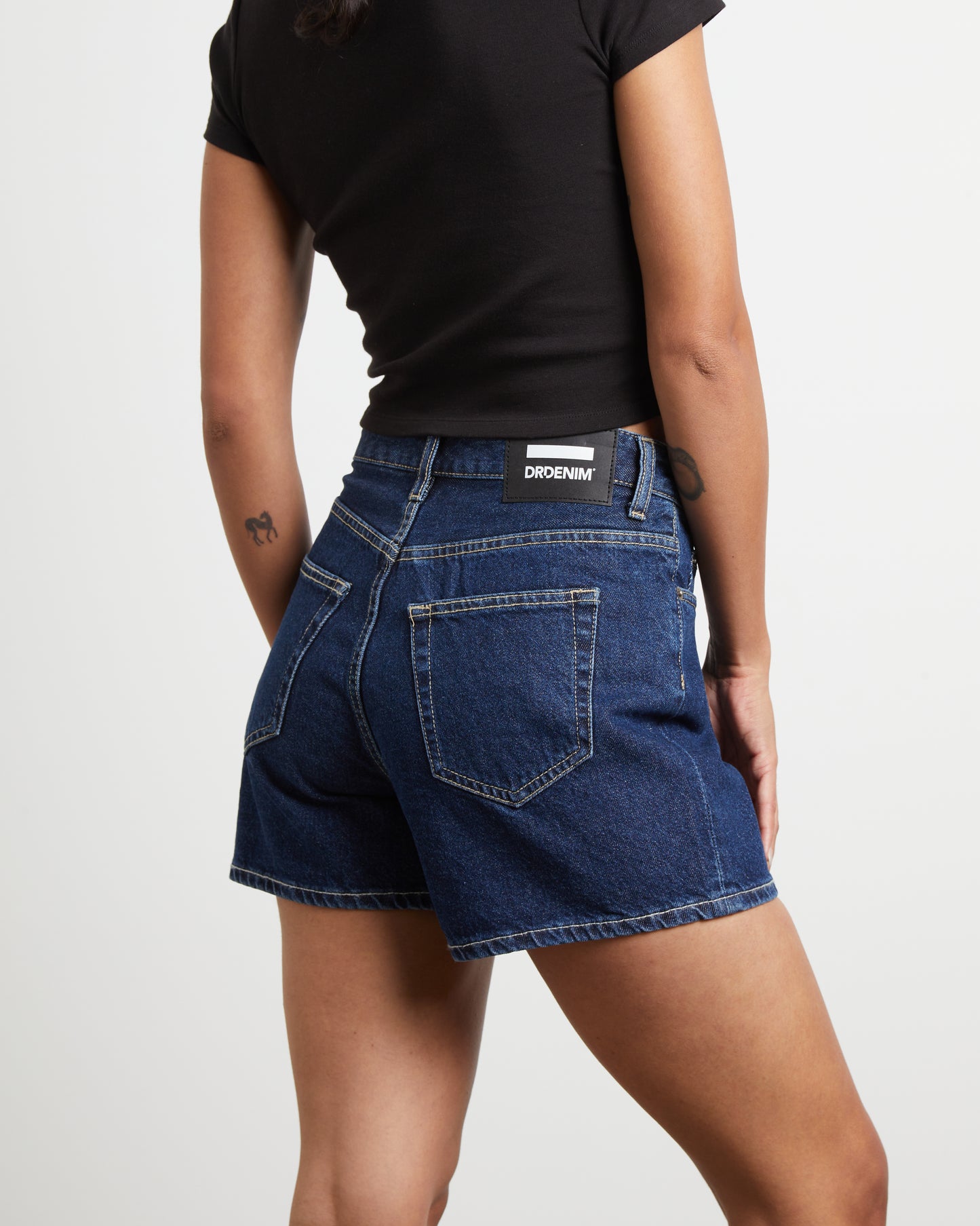 Nora Denim Shorts Pebble Dark Retro
