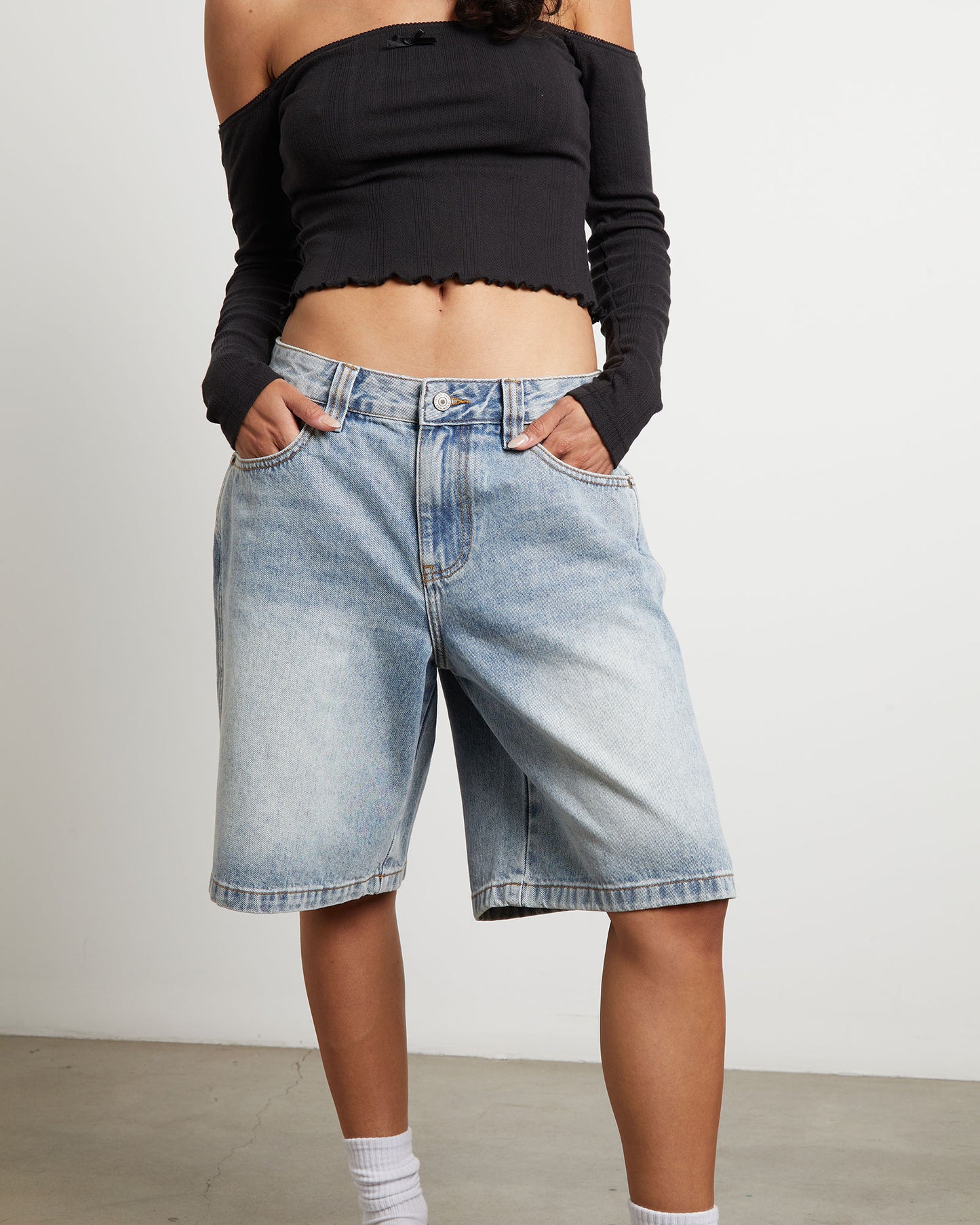 Palmer Relaxed Denim Jorts in Vintage Tint