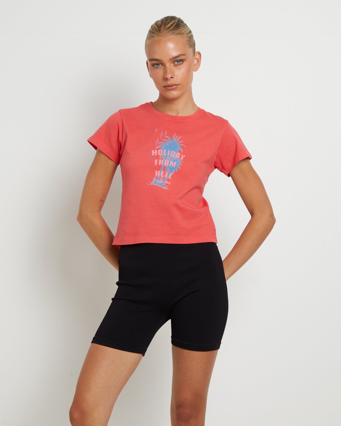 Tropics Recycled Baby Tee in Washed Hibiscus