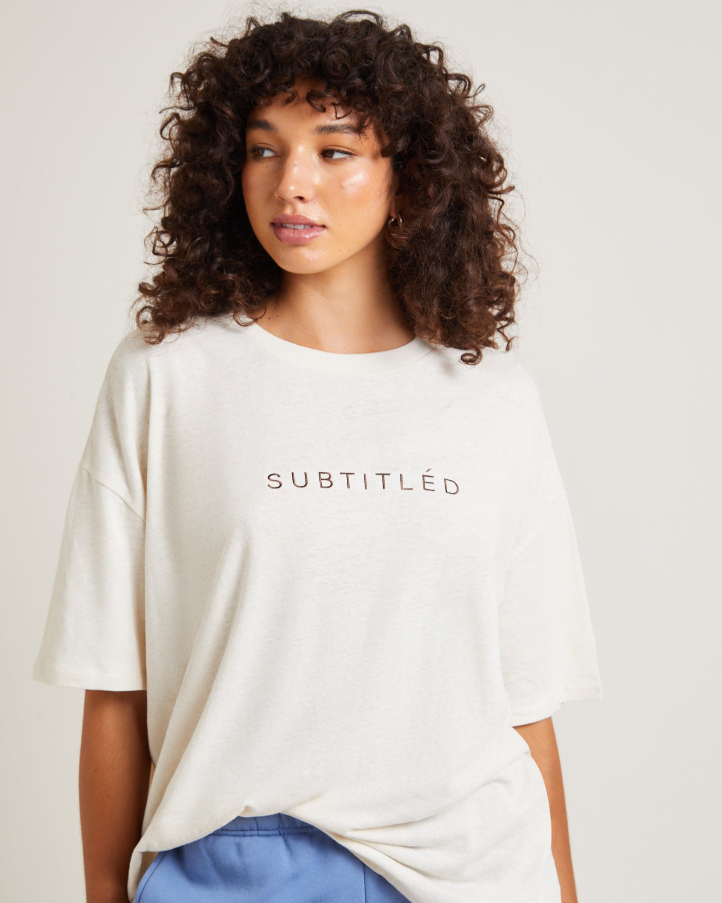 State Linen Oversized T-Shirt in Cream