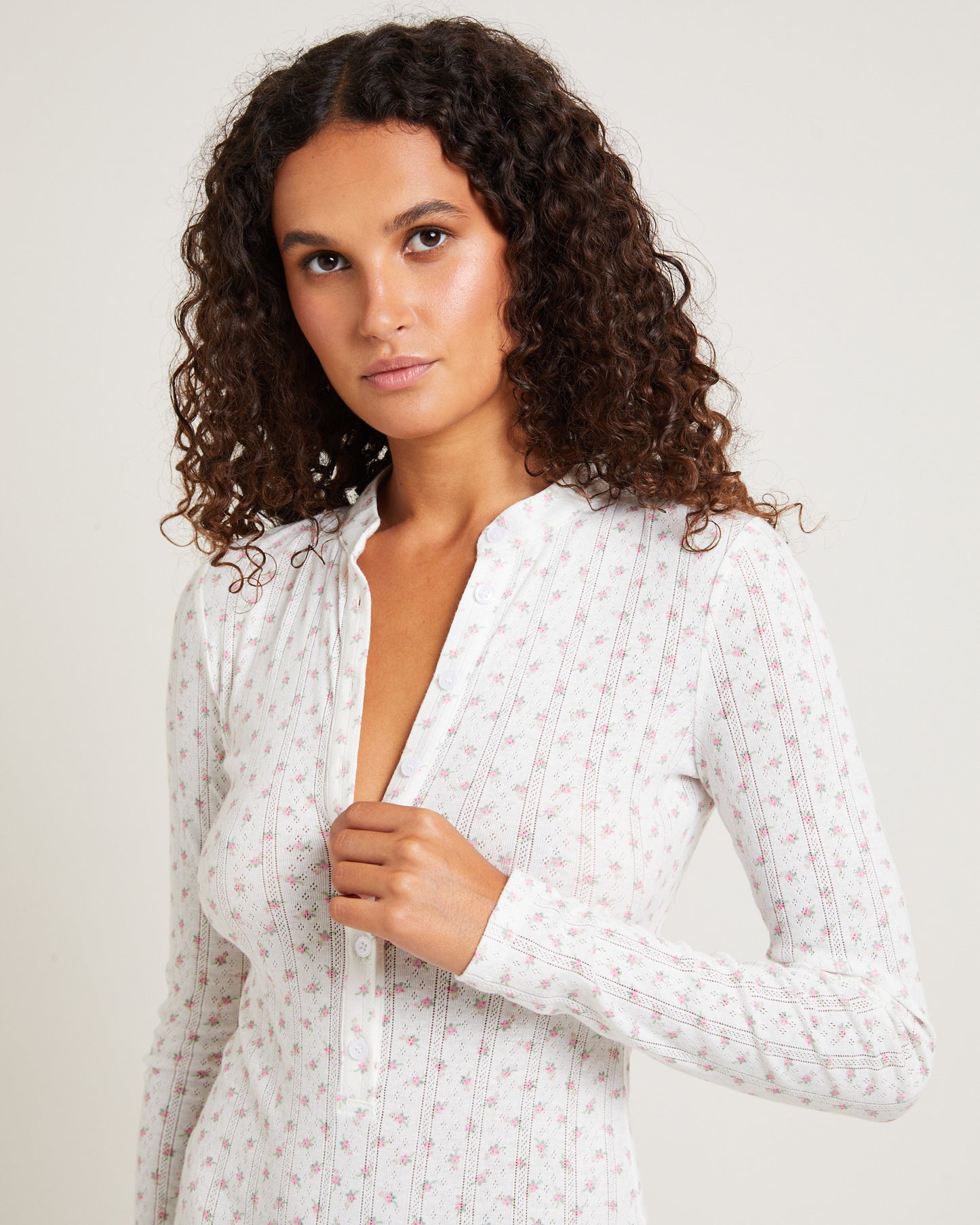 Penny Pointelle Romper White Floral
