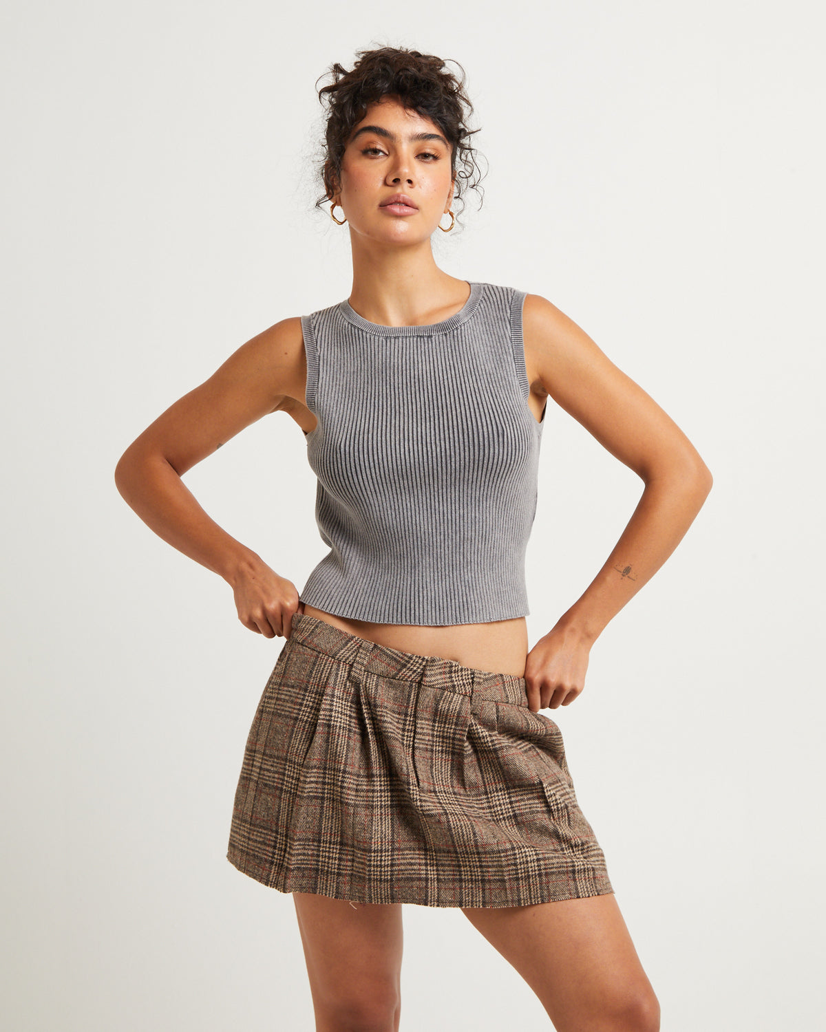 Acid Rave Rib Knit Top ACID GREY
