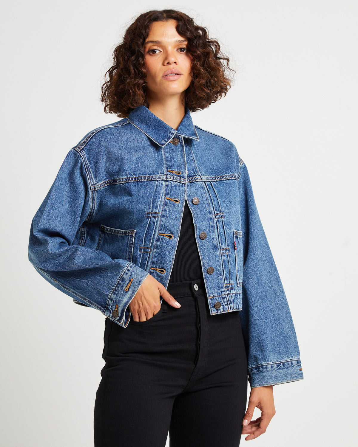 Tailored 90s Denim Trucker Denim Jacket MISSED MY FLIGHT