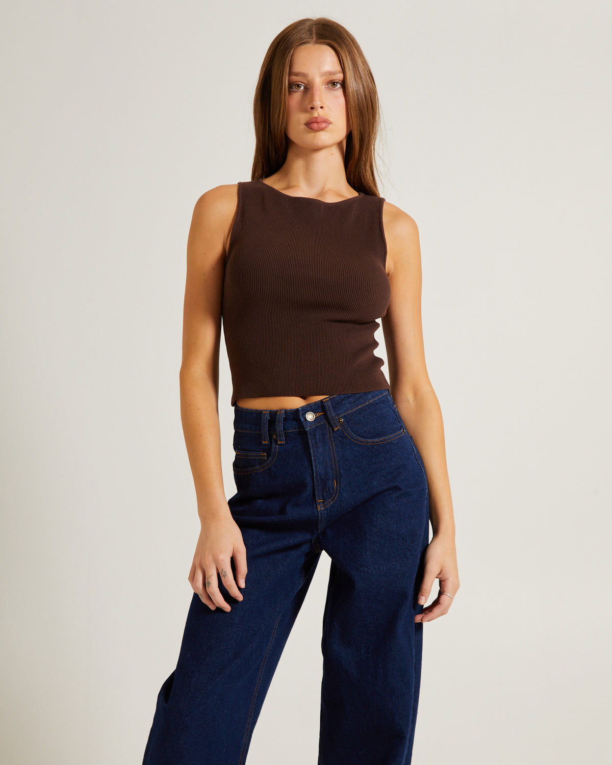 Luxe Knit Slim Fit Tank Top ESPRESSO