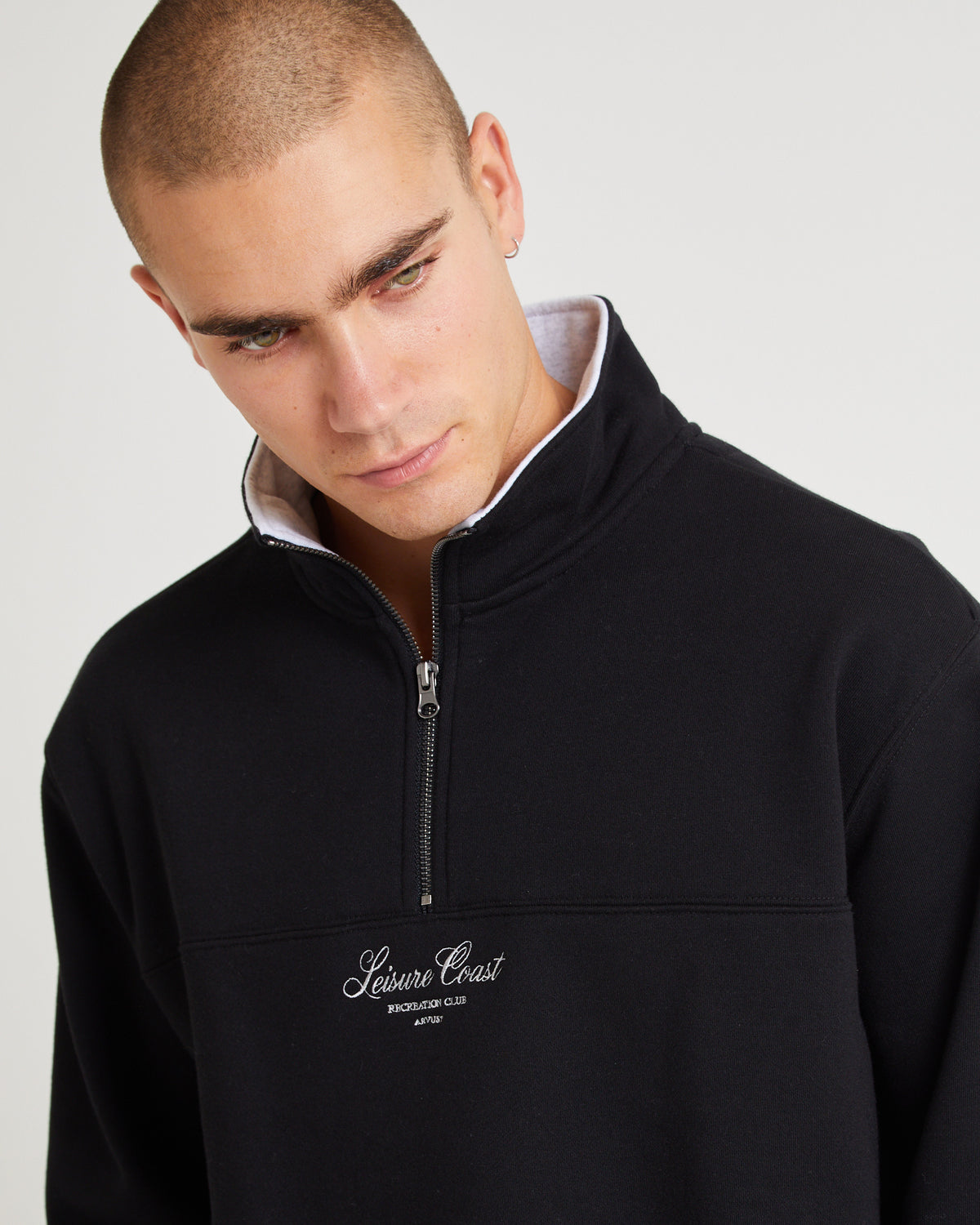 Club 1/4 Zip Fleece Jumper BLACK