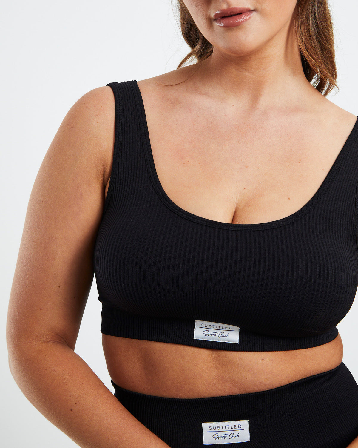 Scoop Neck Sports Crop BLACK