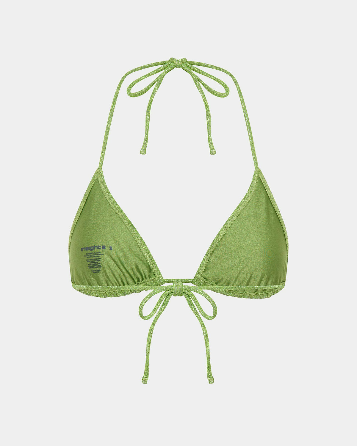Lurex Halter Triangle Bikini Top GREEN