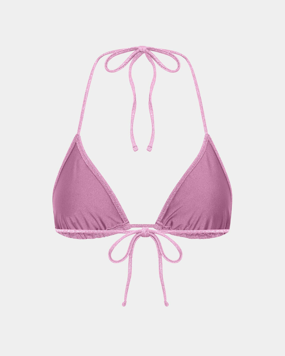 Lurex Halter Triangle Bikini Top PINK