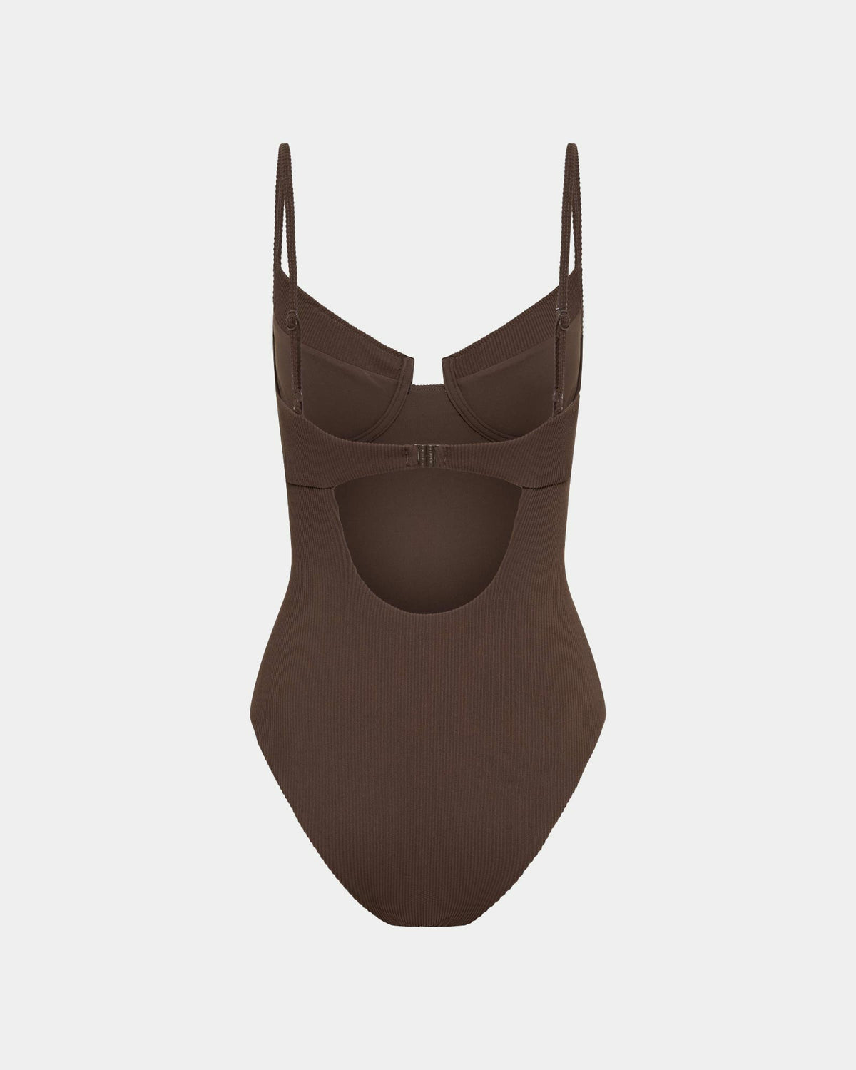 Rib Underwire Top One Piece CHOCOLATE