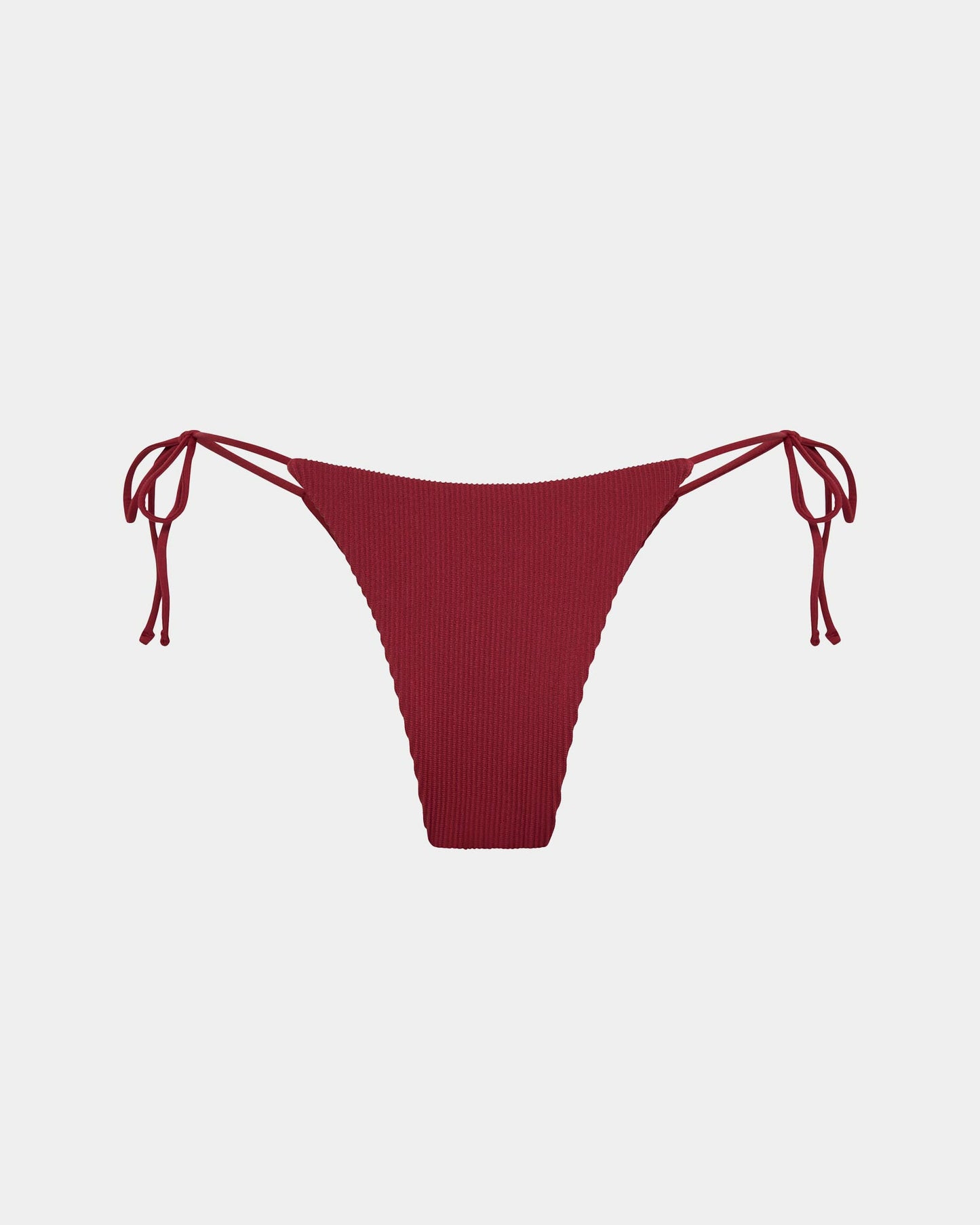 Rib Skinny Strap Tie Side Bikini Bottom